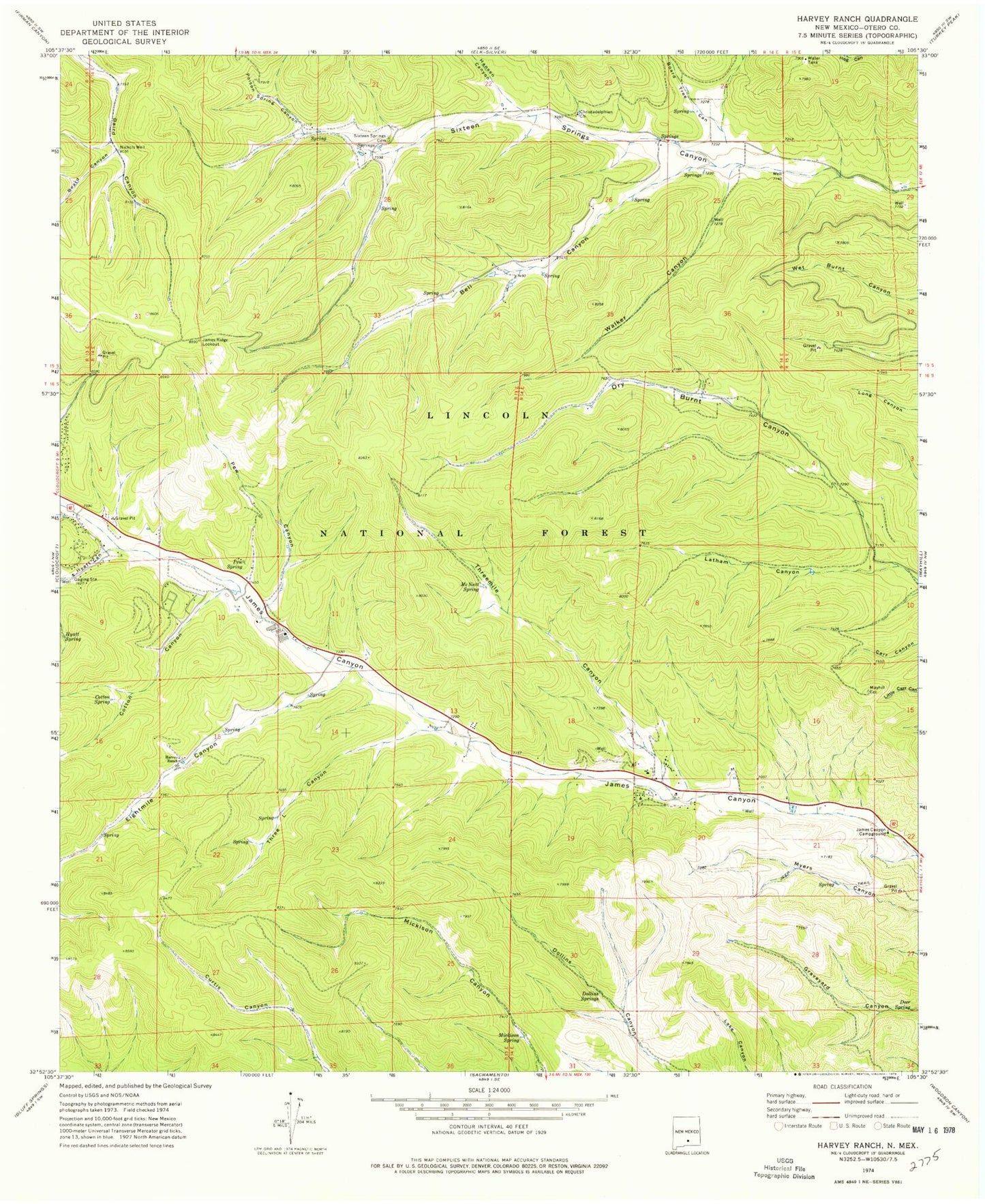Classic USGS Bell Canyon New Mexico 7.5'x7.5' Topo Map Image