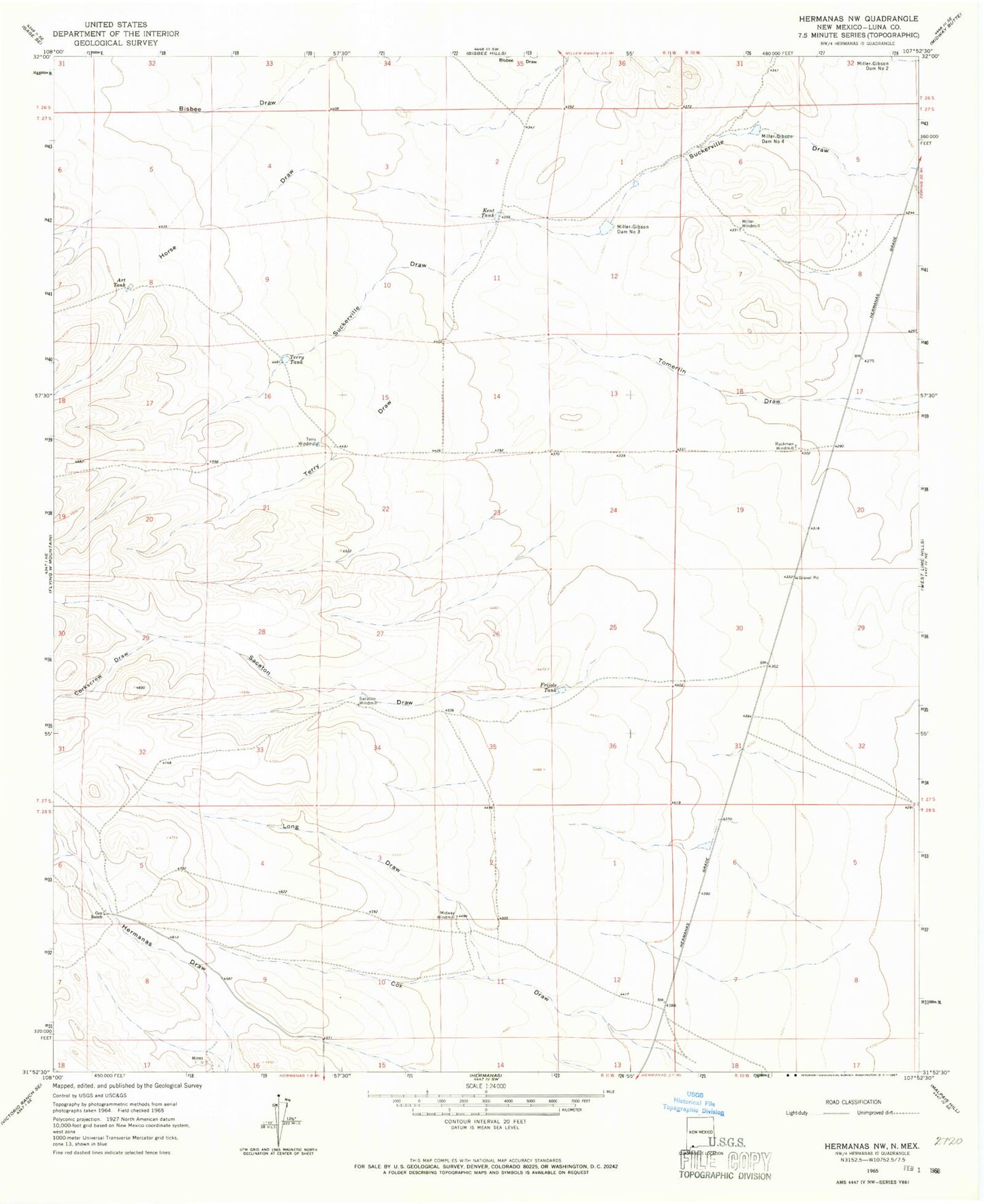 Classic USGS Hermanas NW New Mexico 7.5'x7.5' Topo Map Image