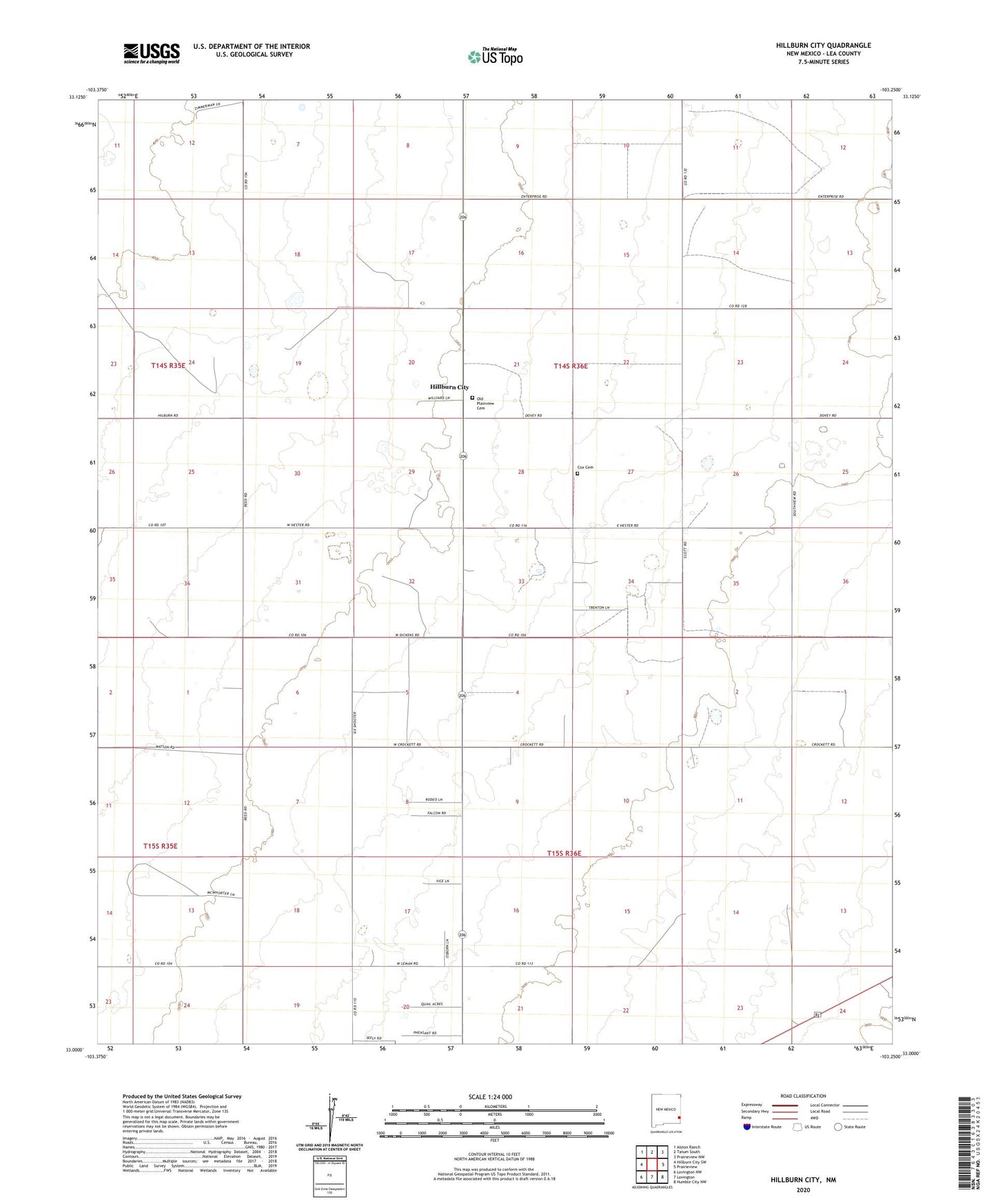 Hillburn City New Mexico US Topo Map Image