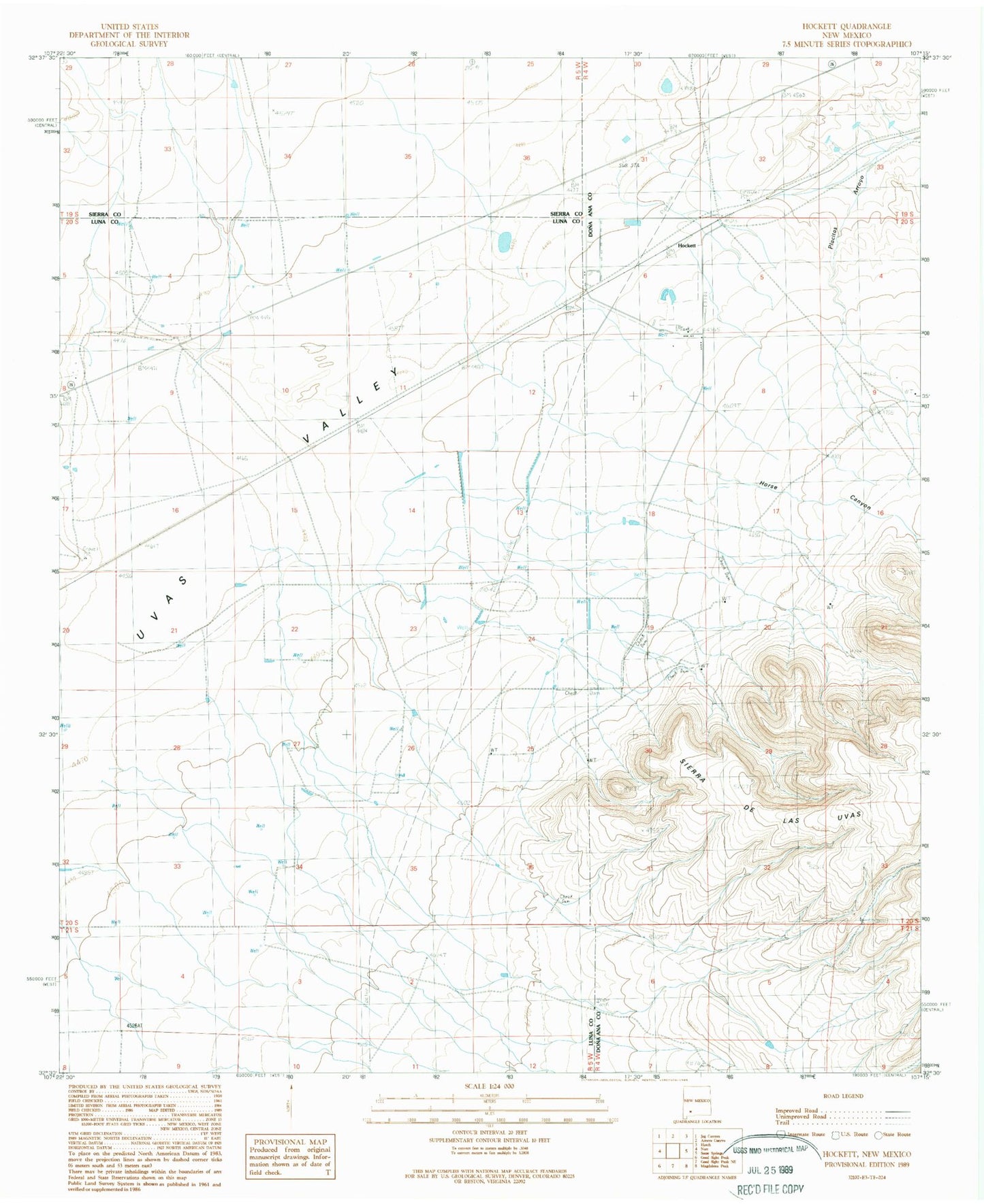 Classic USGS Hockett New Mexico 7.5'x7.5' Topo Map Image