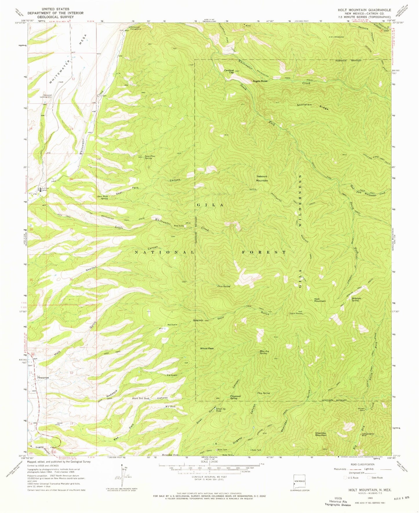 Classic USGS Holt Mountain New Mexico 7.5'x7.5' Topo Map Image