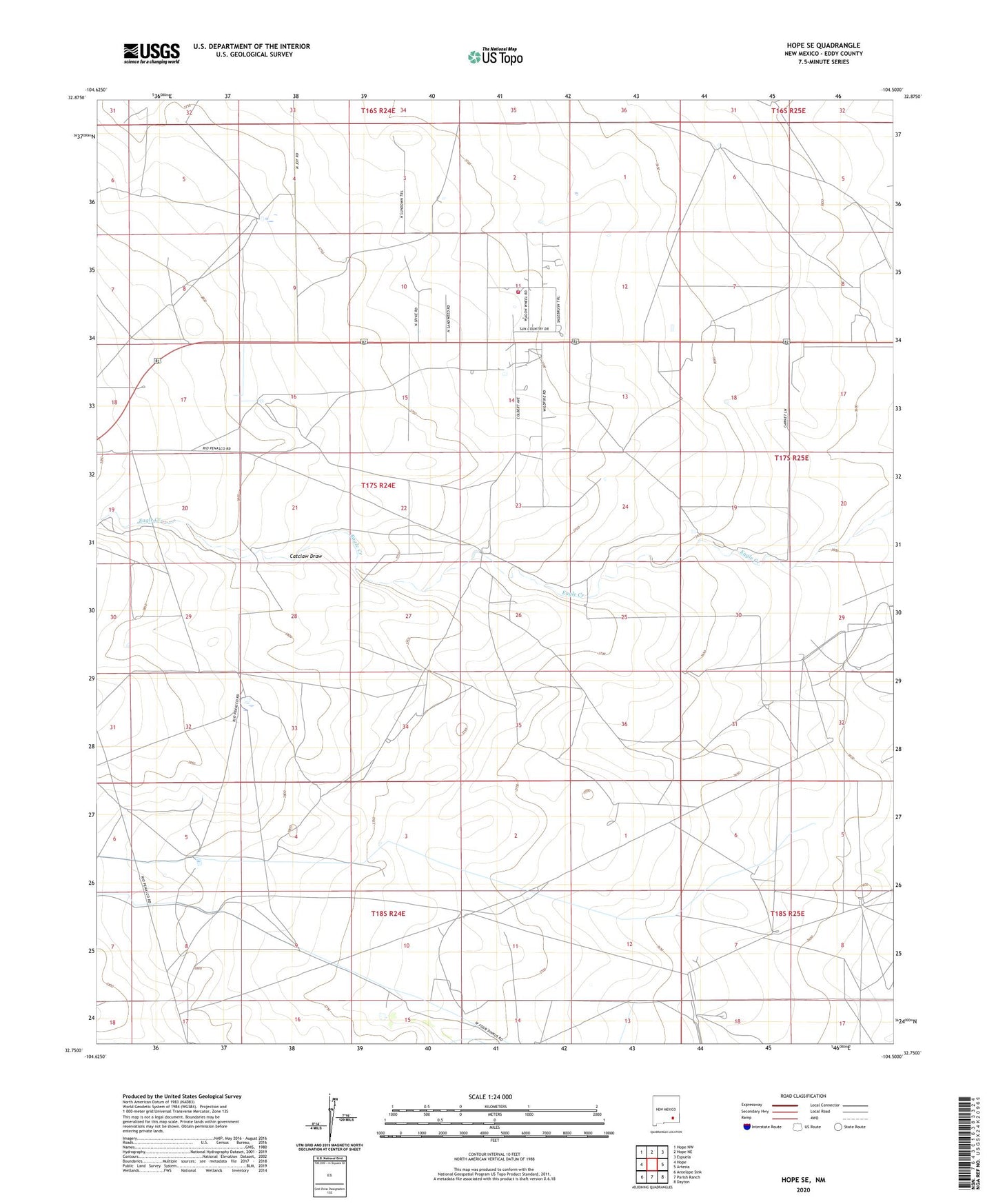 Hope SE New Mexico US Topo Map Image
