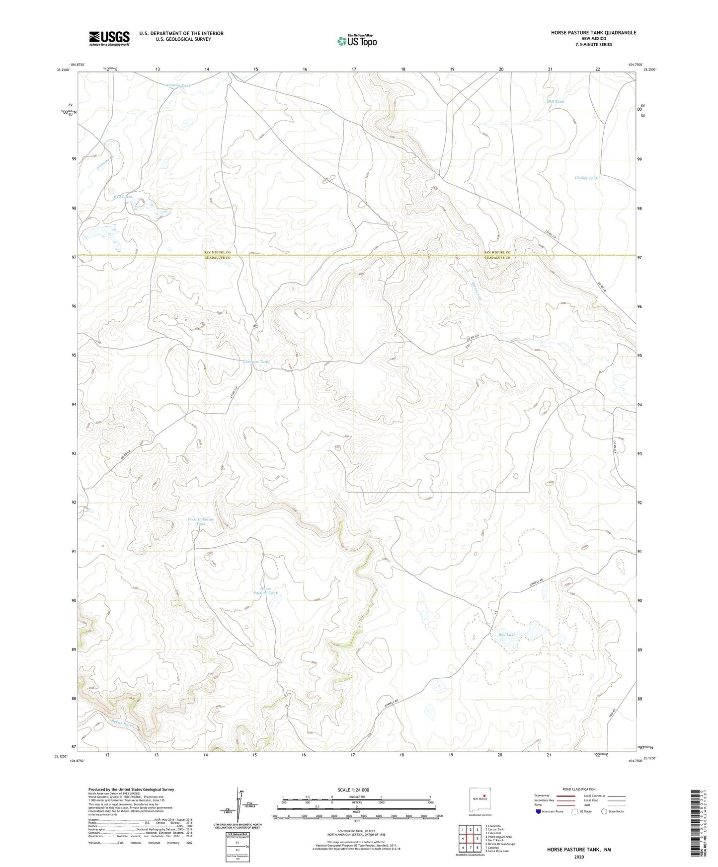 Horse Pasture Tank New Mexico US Topo Map Image