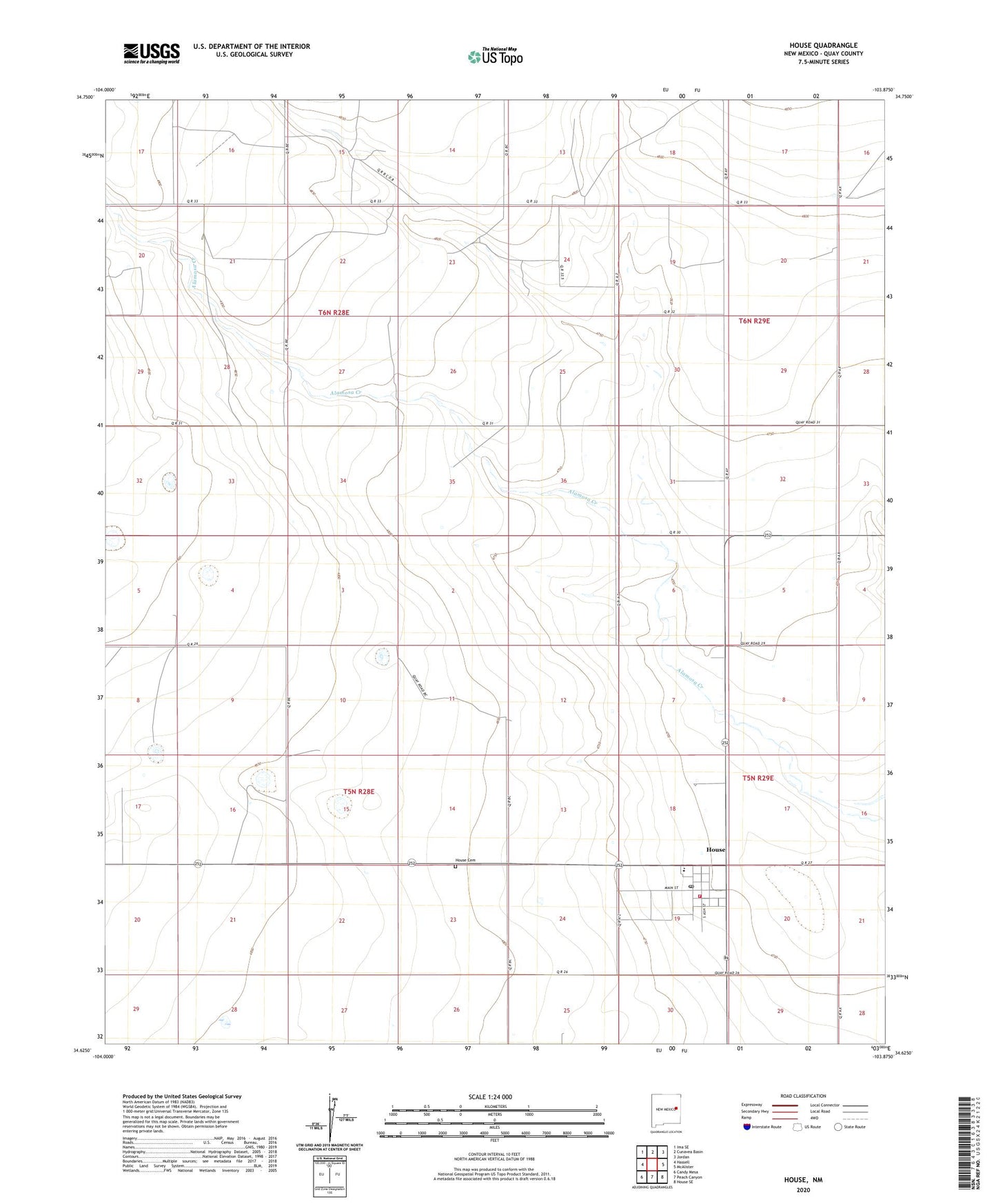 House New Mexico US Topo Map Image
