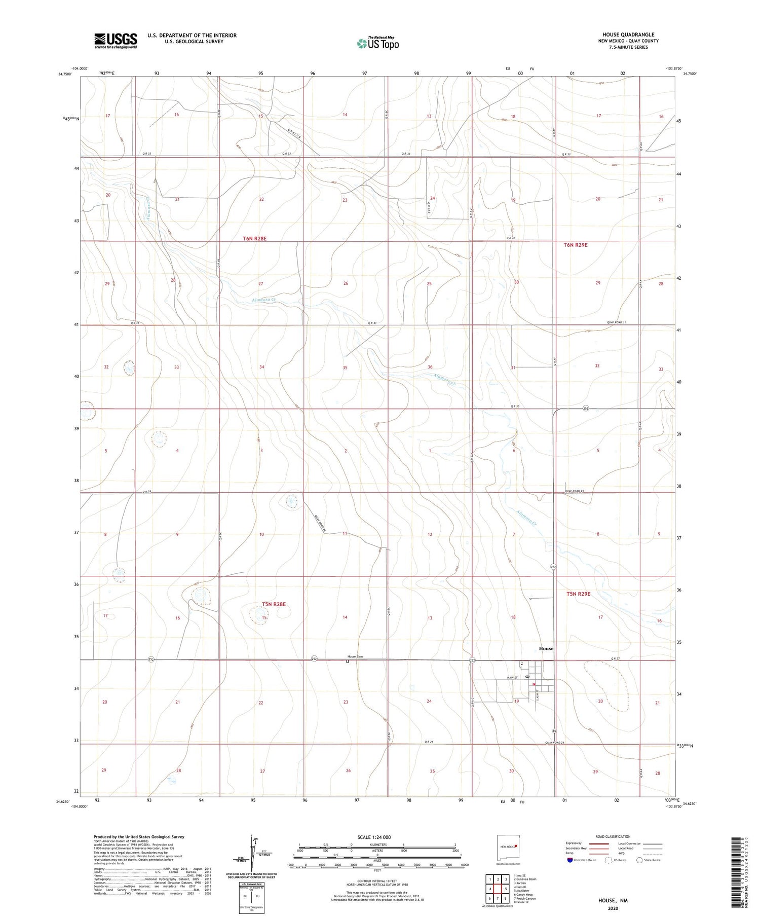 House New Mexico US Topo Map Image