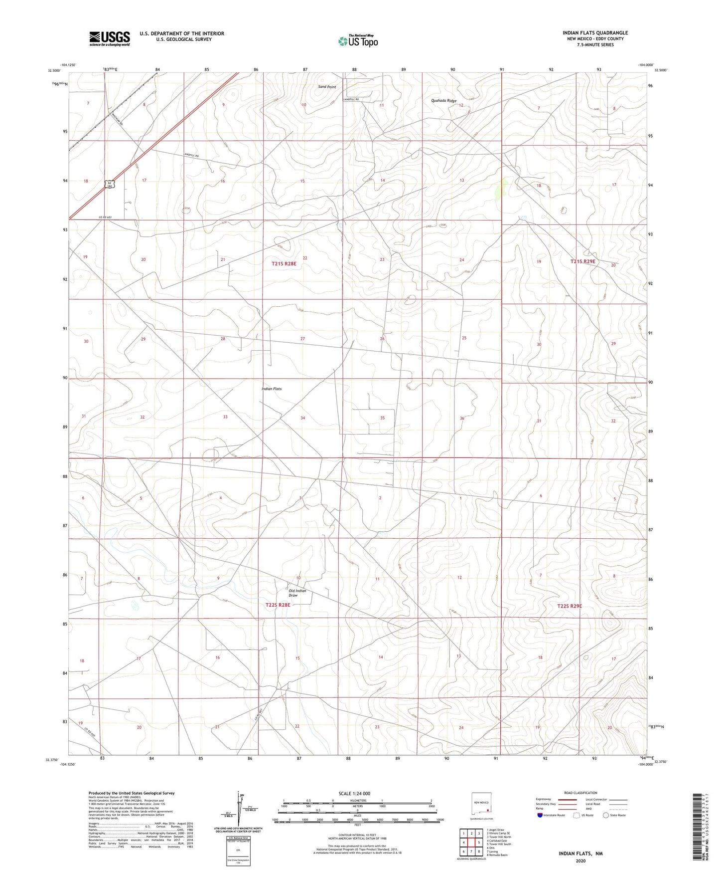 Indian Flats New Mexico US Topo Map Image