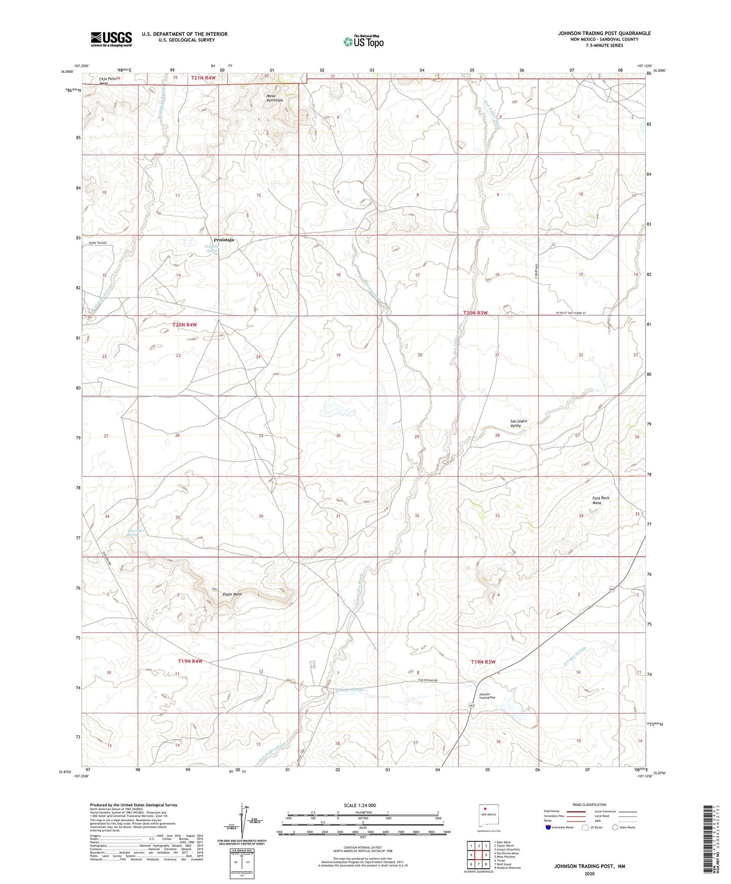 Johnson Trading Post New Mexico US Topo Map Image