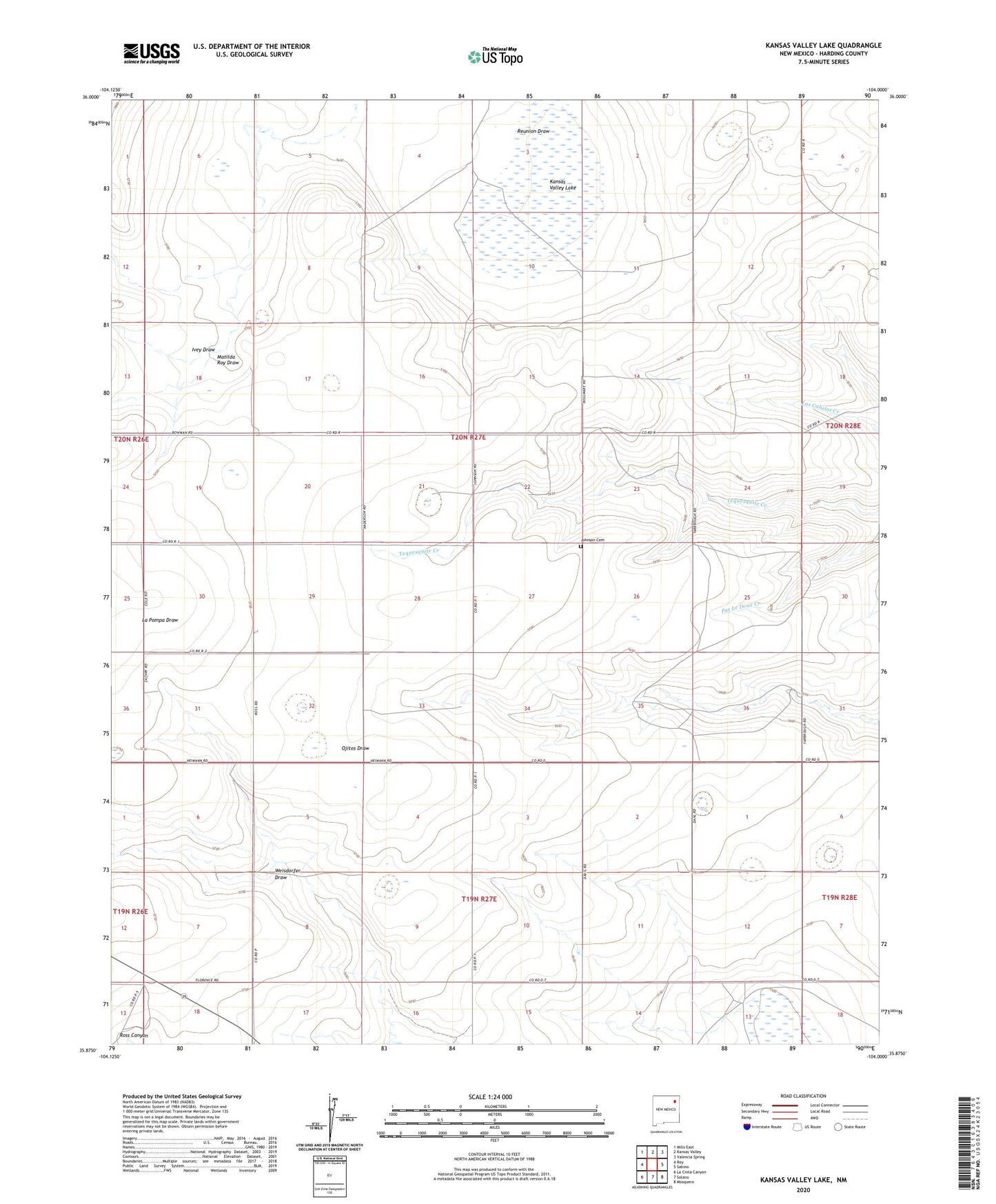 Kansas Valley Lake New Mexico US Topo Map Image