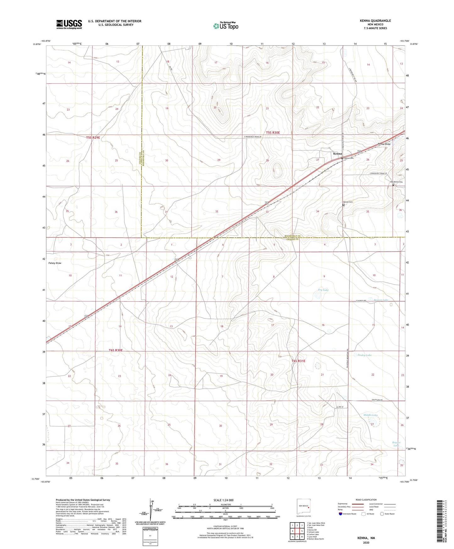 Kenna New Mexico US Topo Map Image