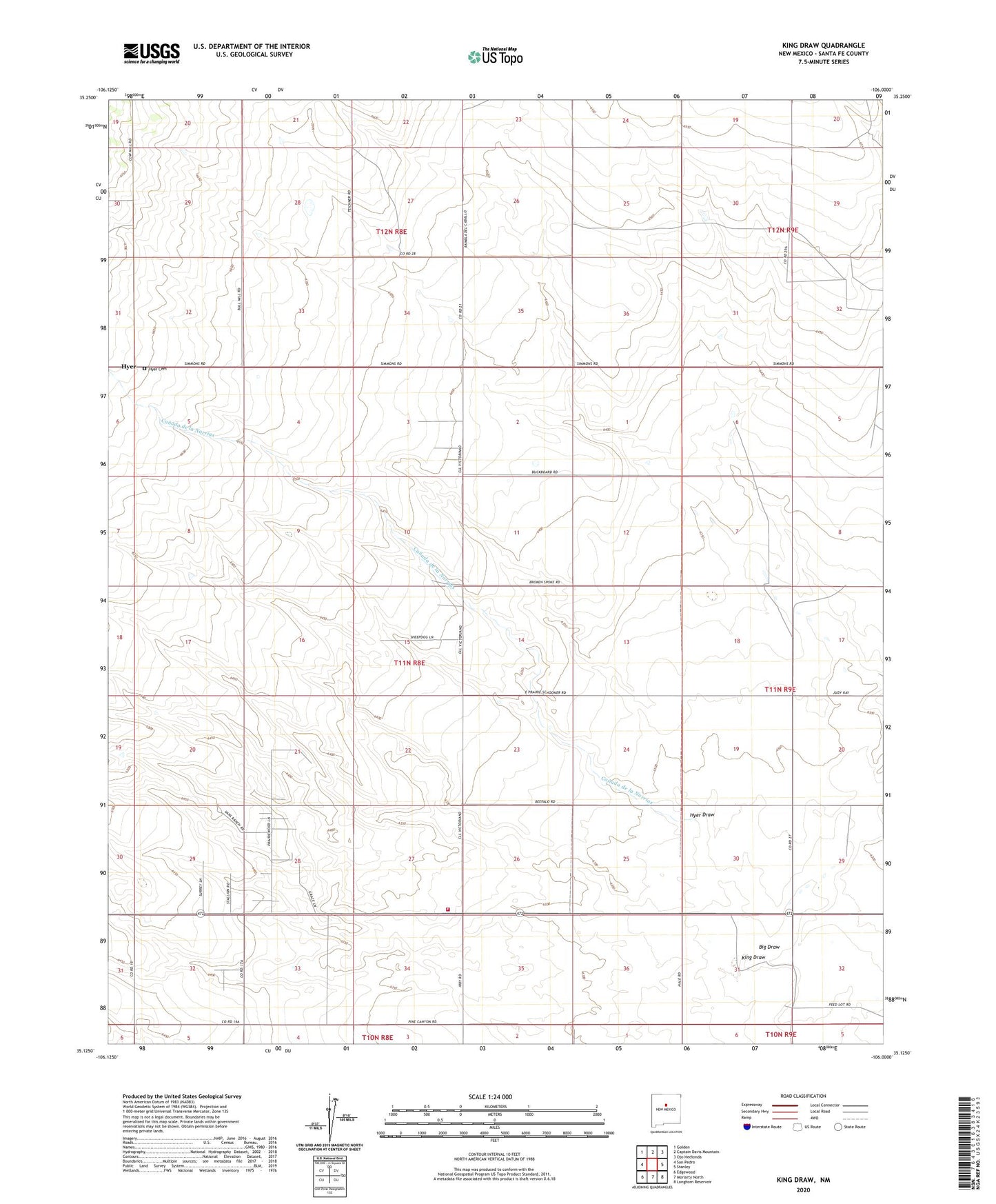King Draw New Mexico US Topo Map Image