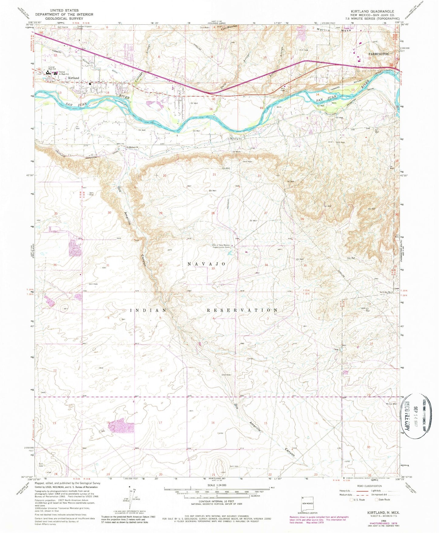 Classic USGS Kirtland New Mexico 7.5'x7.5' Topo Map Image