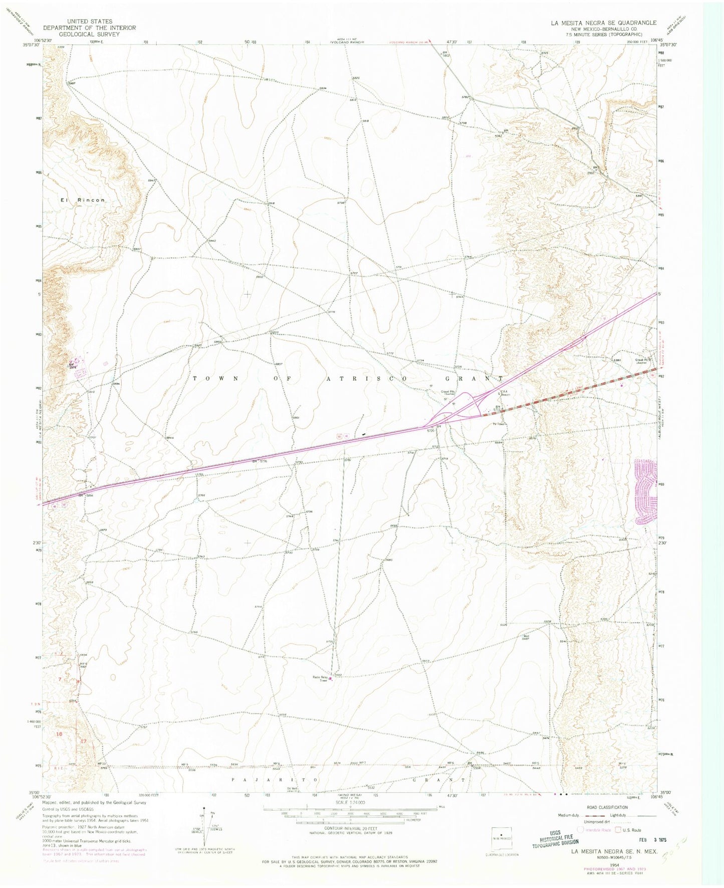 Classic USGS La Mesita Negra SE New Mexico 7.5'x7.5' Topo Map Image
