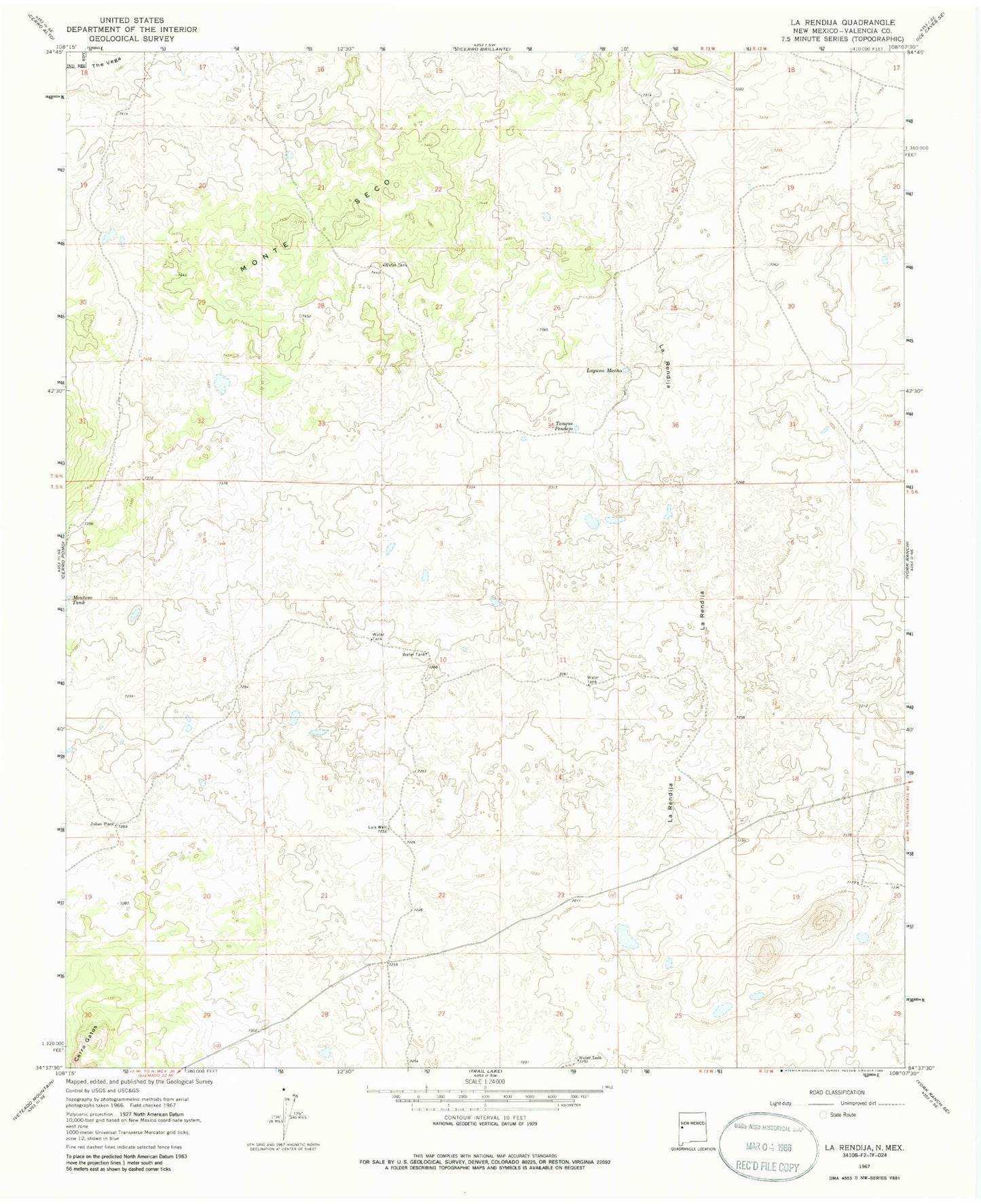 Classic USGS La Rendija New Mexico 7.5'x7.5' Topo Map Image