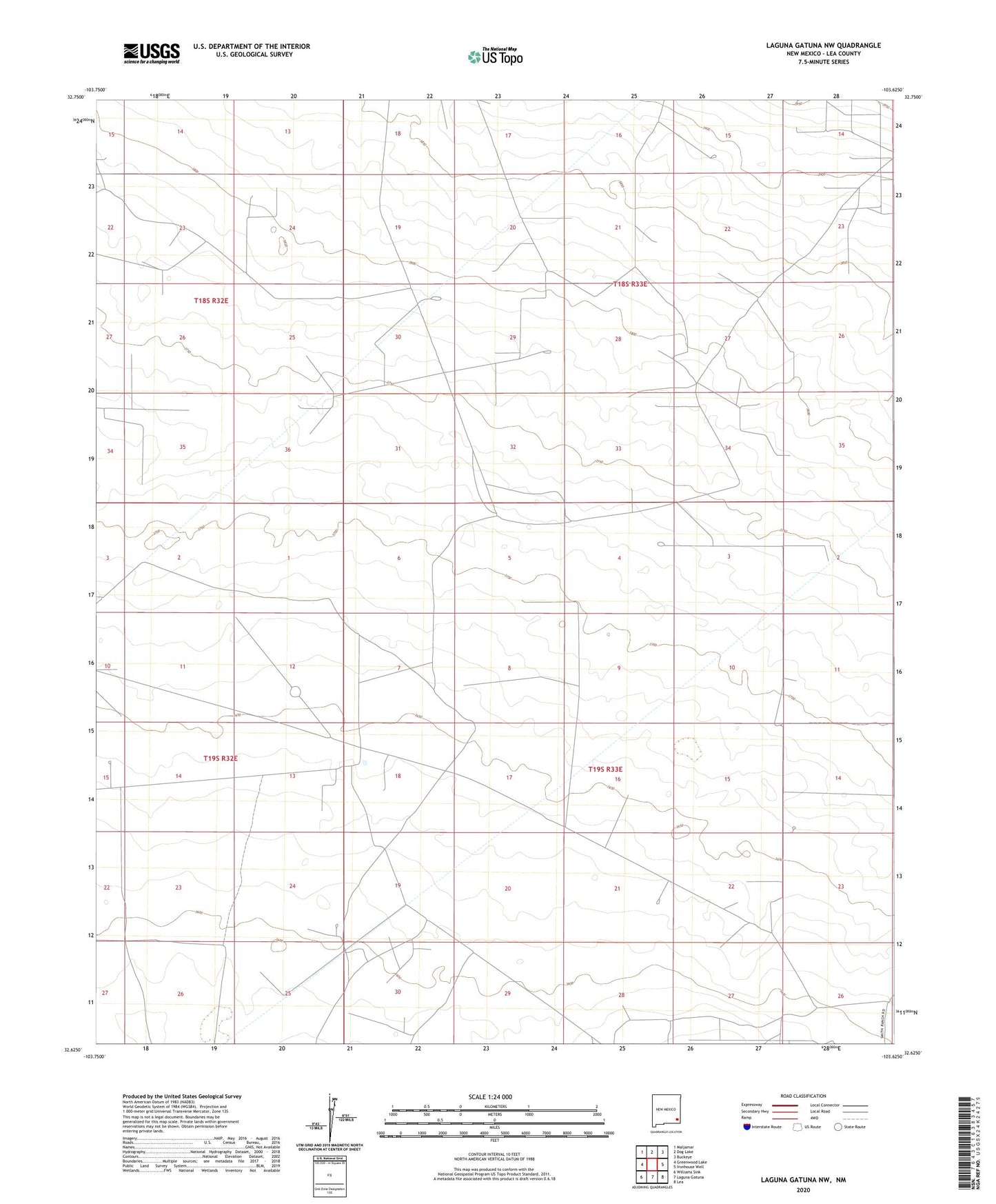 Laguna Gatuna NW New Mexico US Topo Map Image