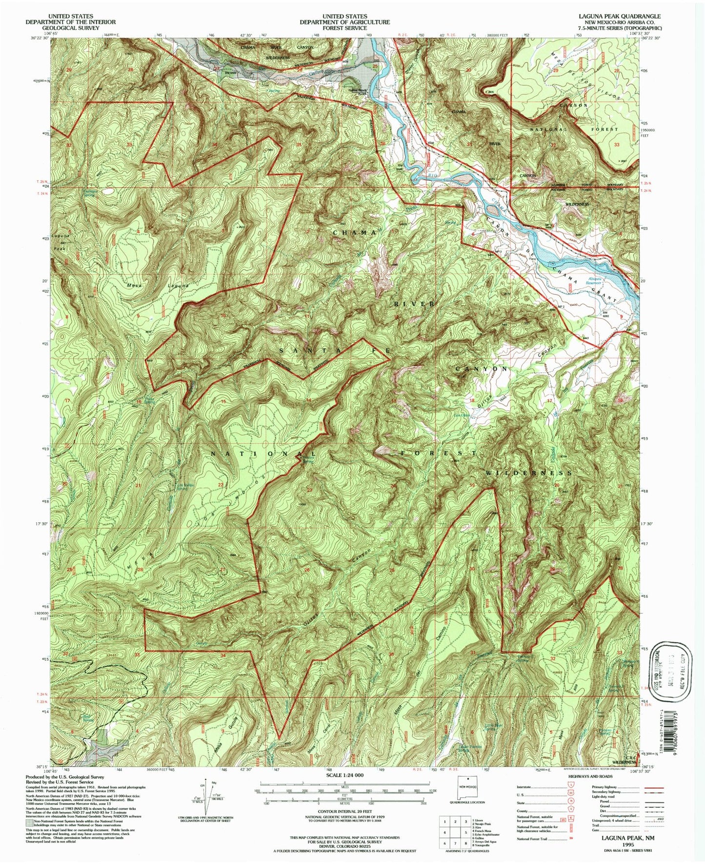 Classic USGS Laguna Peak New Mexico 7.5'x7.5' Topo Map Image