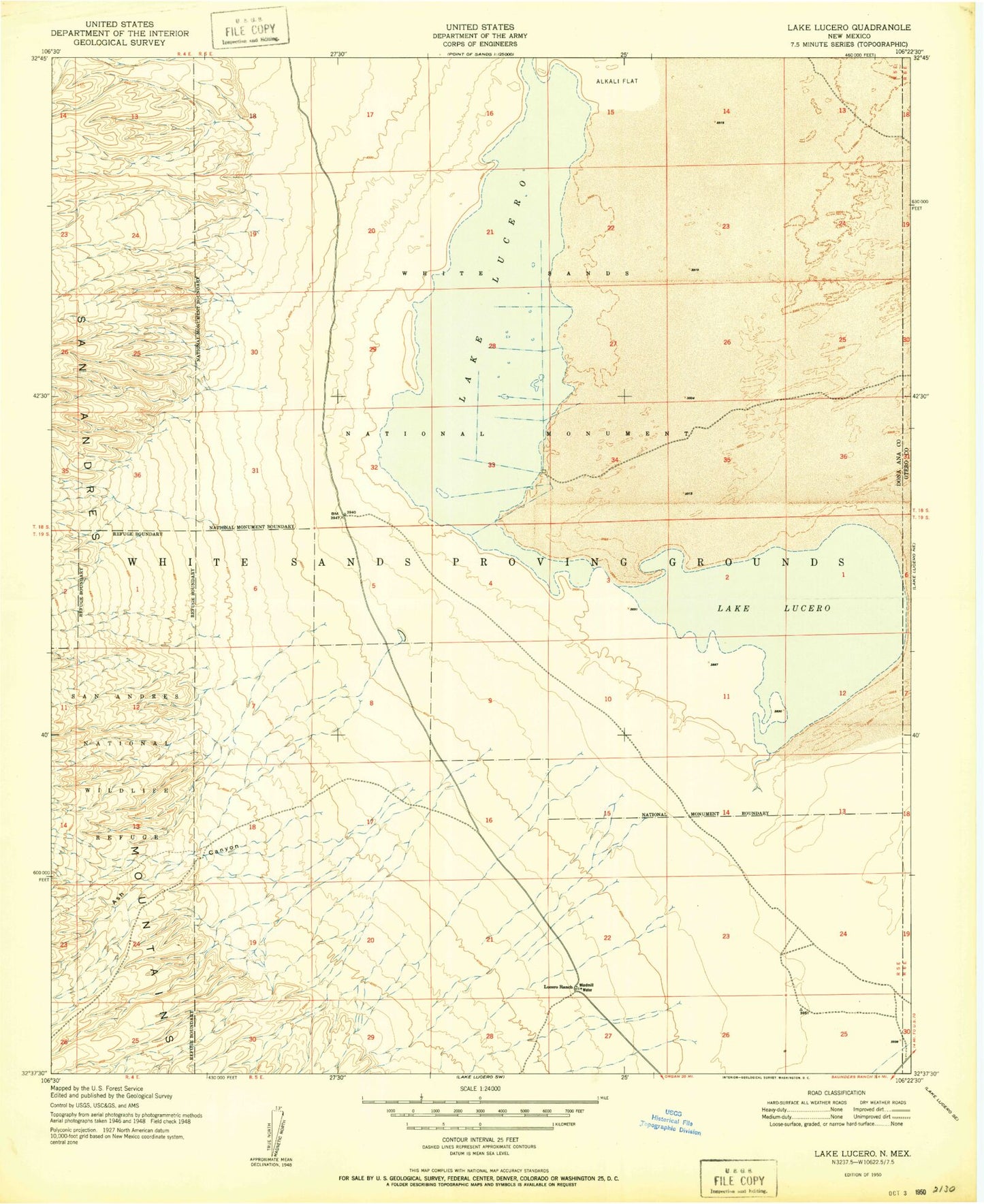 Classic USGS Lake Lucero New Mexico 7.5'x7.5' Topo Map Image