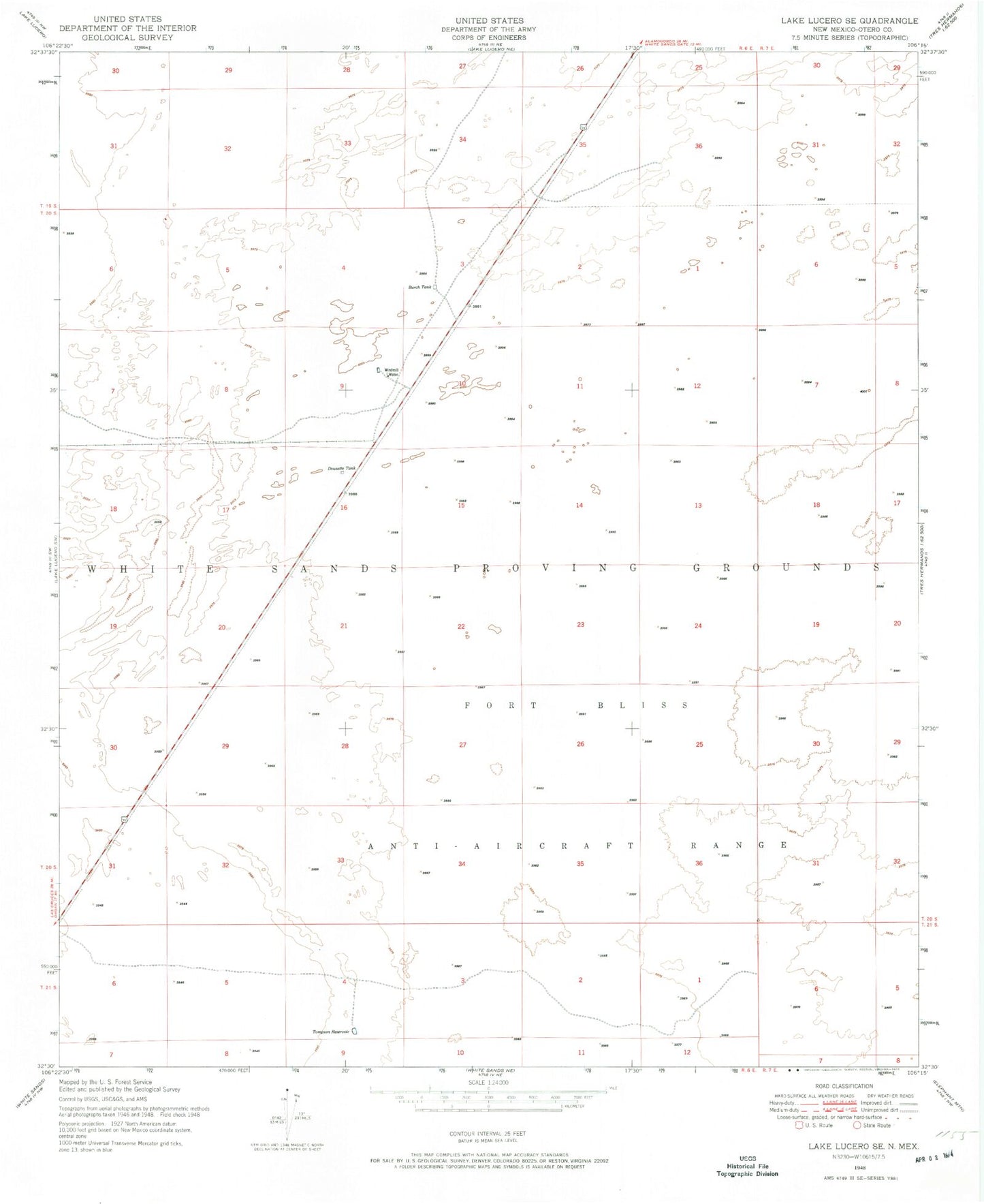 Classic USGS Lake Lucero SE New Mexico 7.5'x7.5' Topo Map Image