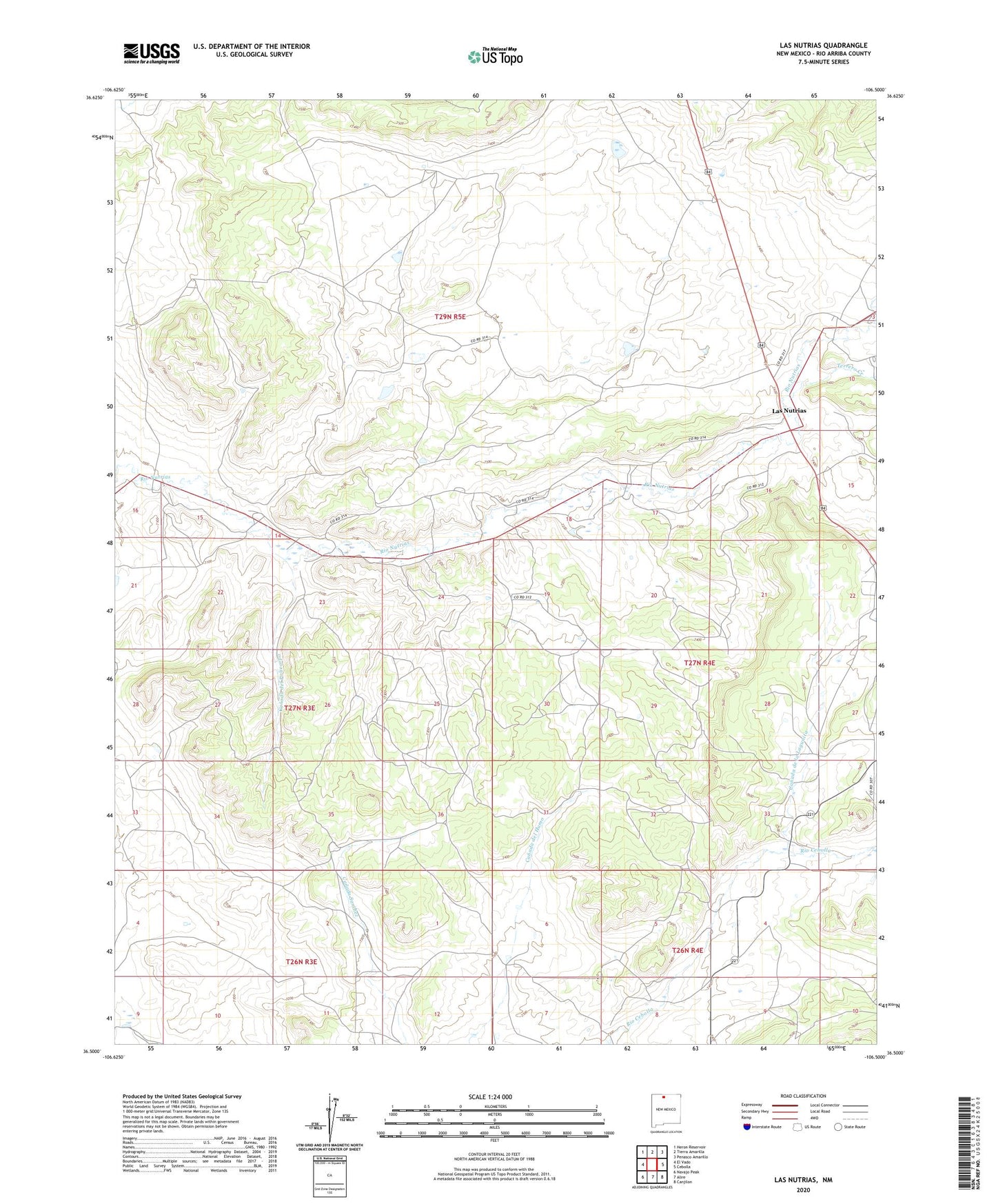 Las Nutrias New Mexico US Topo Map Image