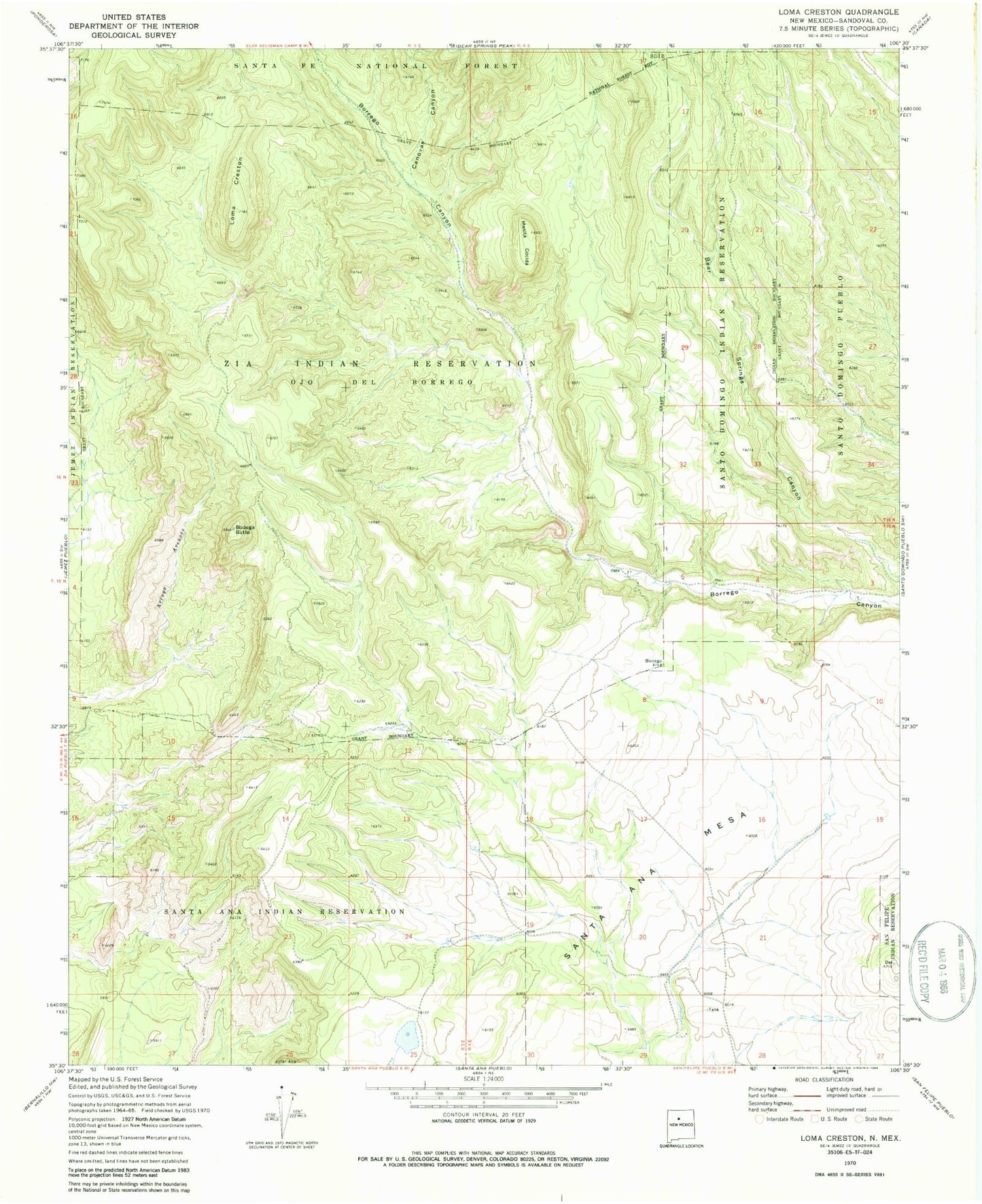 Classic USGS Loma Creston New Mexico 7.5'x7.5' Topo Map Image