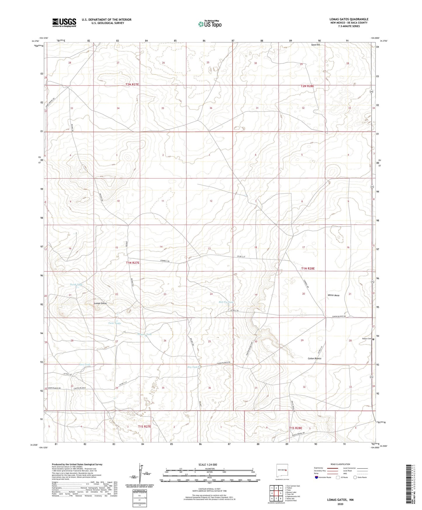 Lomas Gatos New Mexico US Topo Map Image
