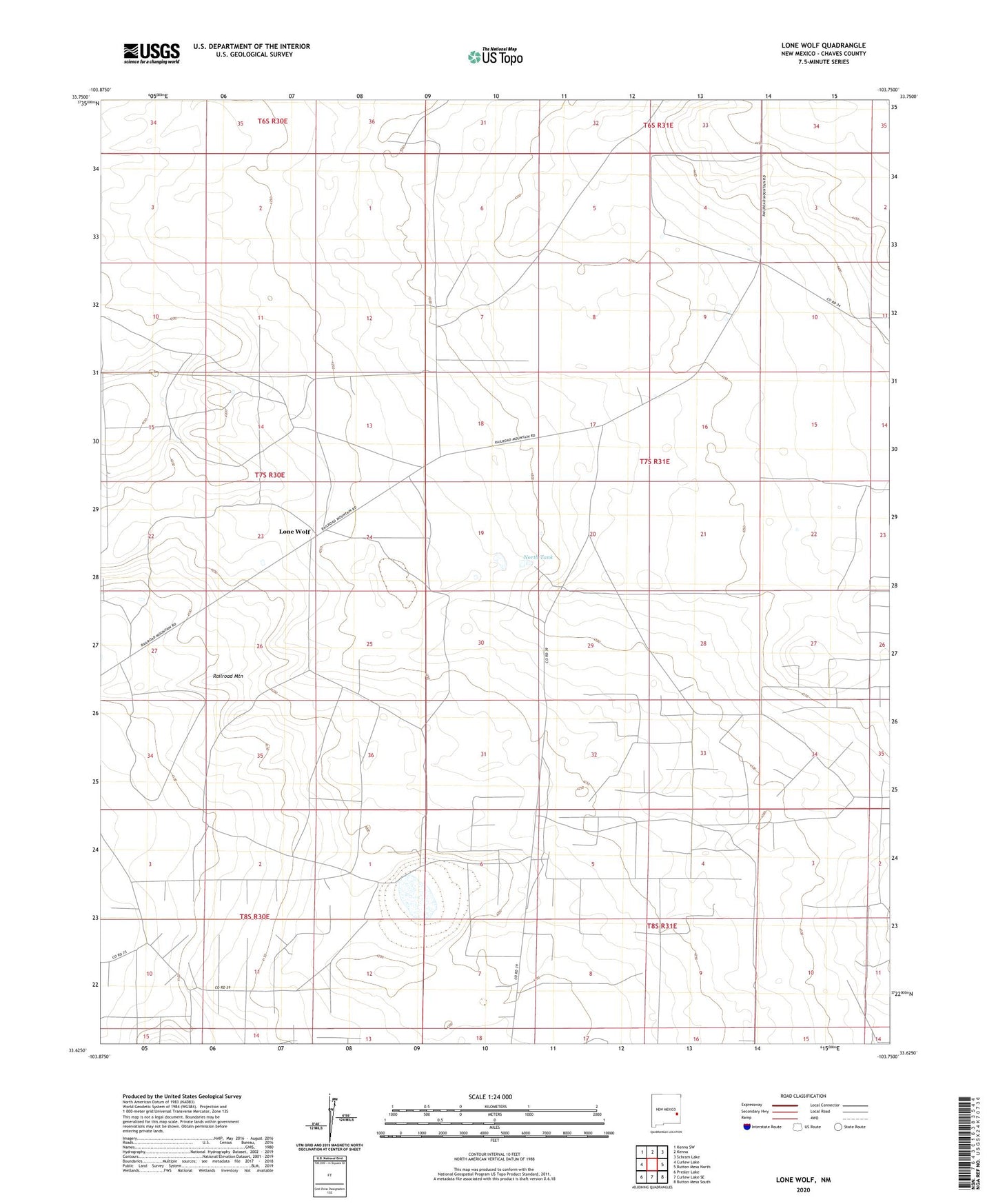 Lone Wolf New Mexico US Topo Map Image
