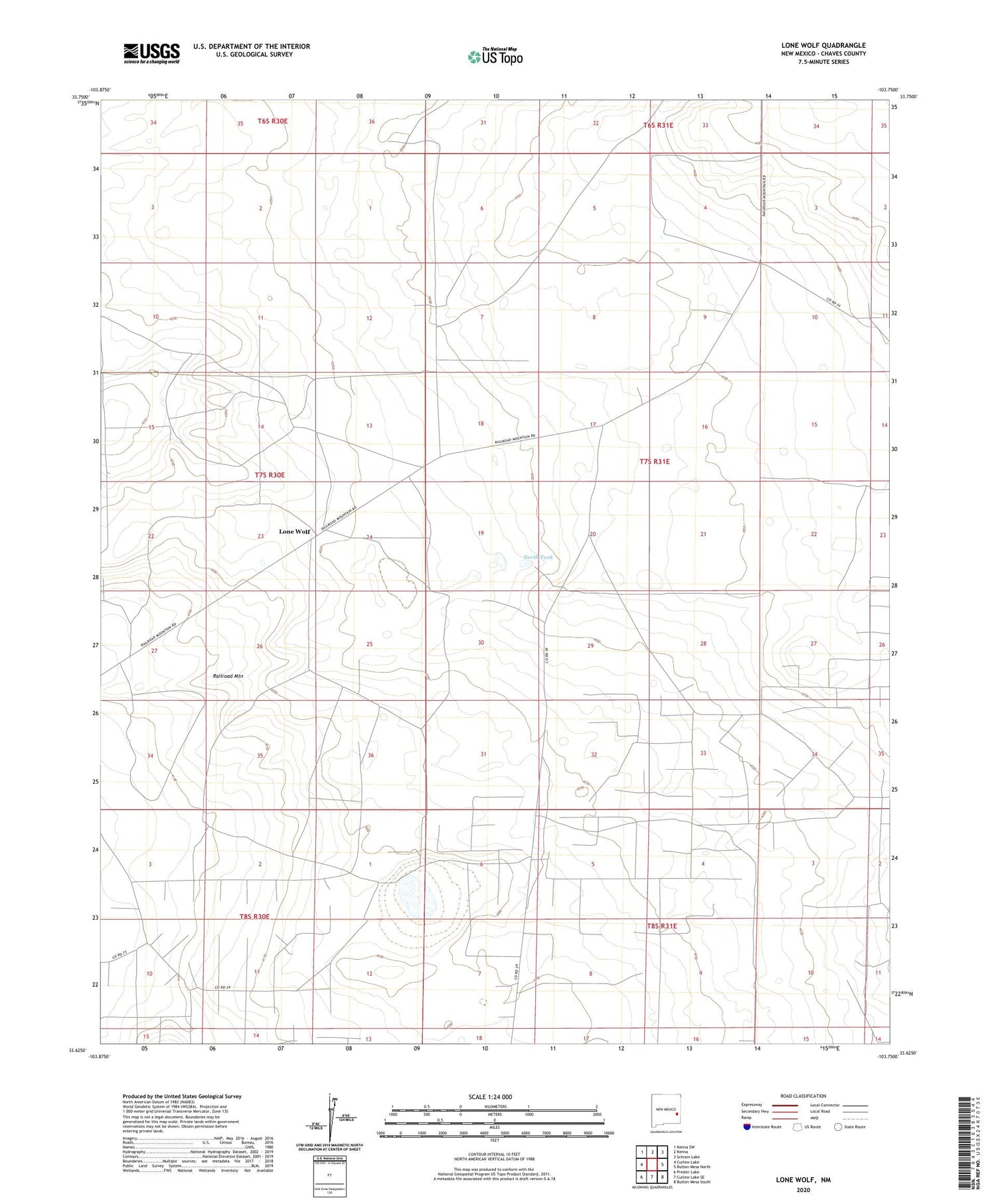 Lone Wolf New Mexico US Topo Map Image