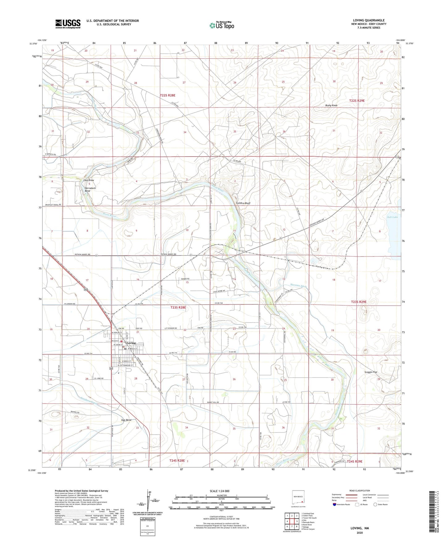 Loving New Mexico US Topo Map Image