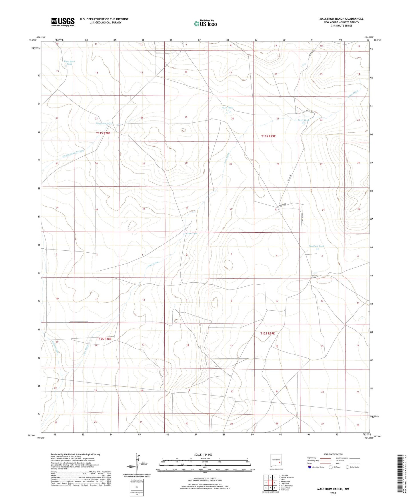 Malstrom Ranch New Mexico US Topo Map Image