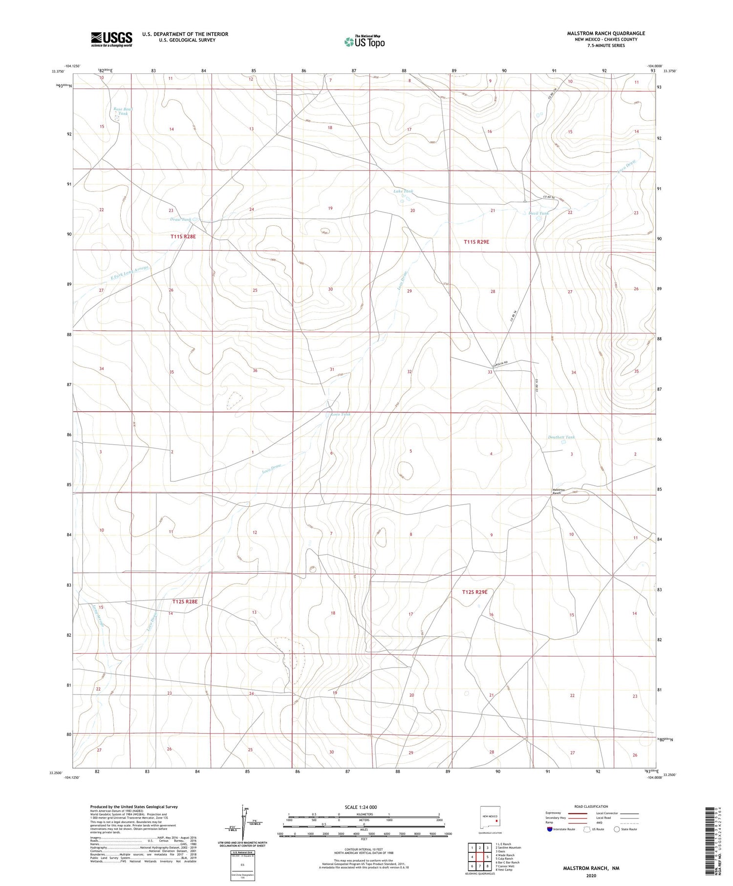 Malstrom Ranch New Mexico US Topo Map Image