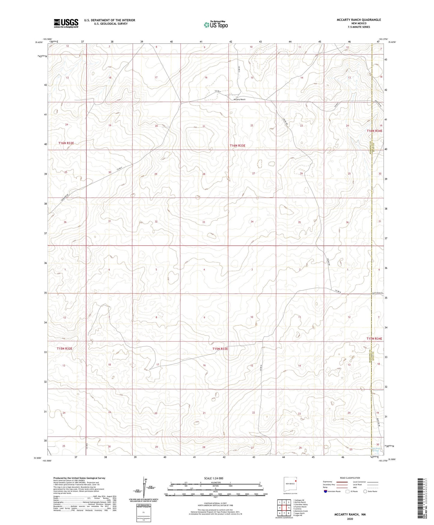 McCarty Ranch New Mexico US Topo Map Image