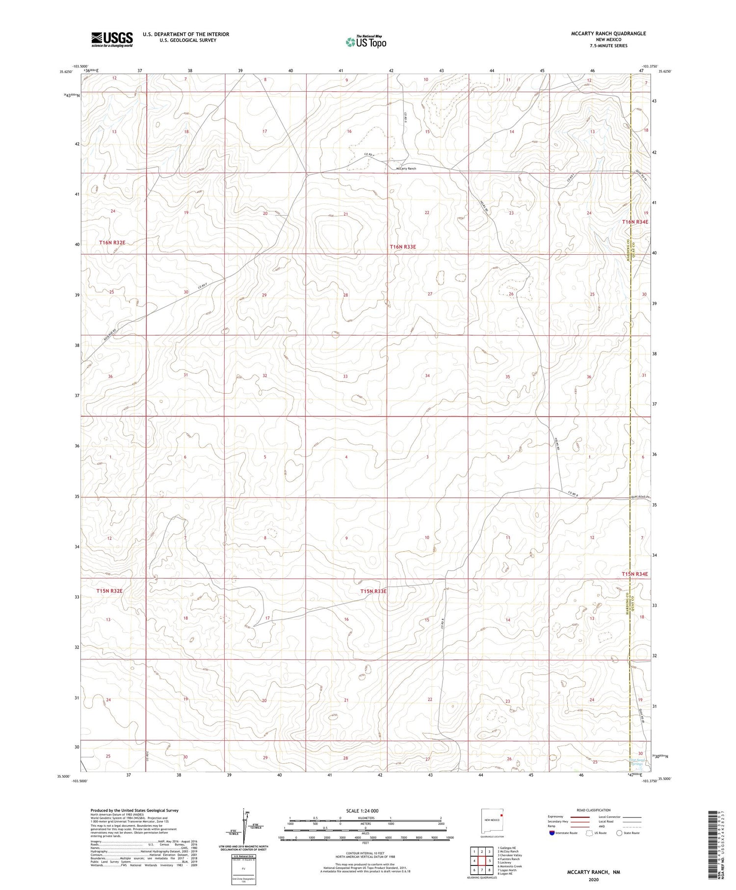 McCarty Ranch New Mexico US Topo Map Image