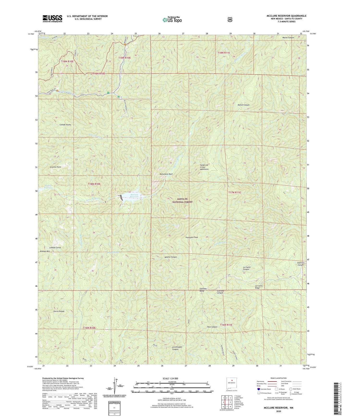 McClure Reservoir New Mexico US Topo Map Image