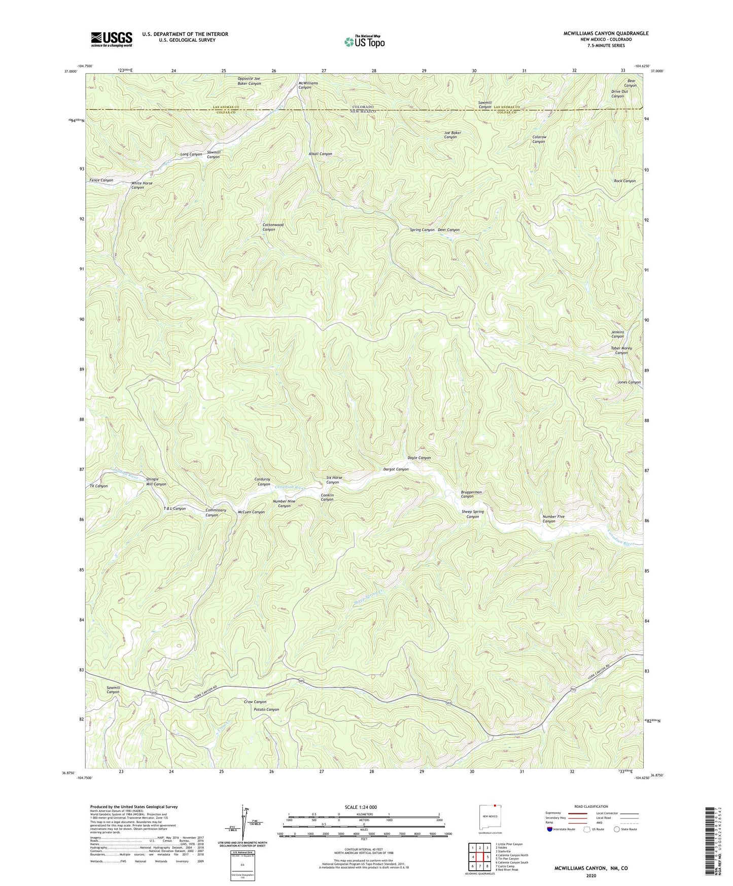 McWilliams Canyon New Mexico US Topo Map Image