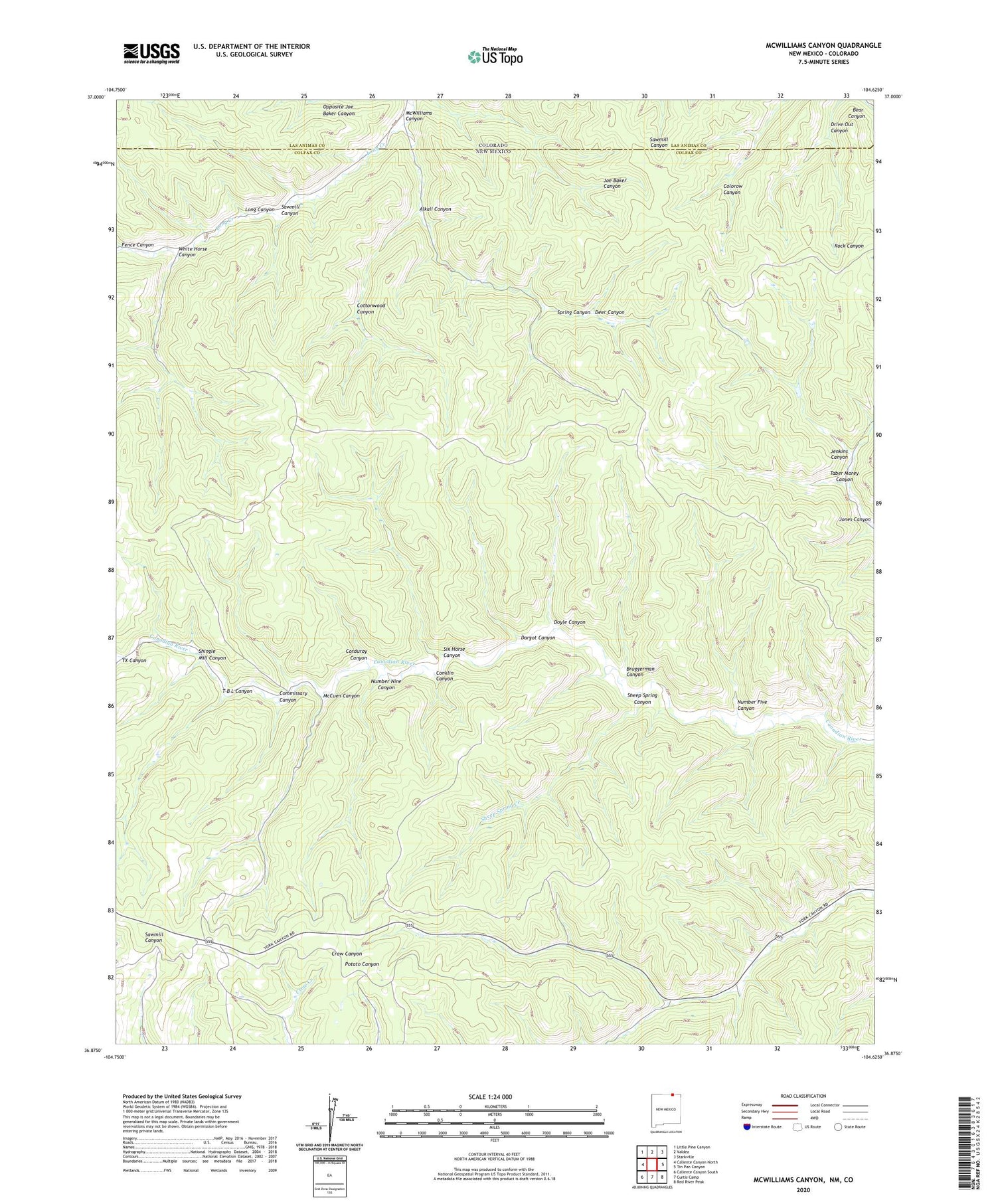 McWilliams Canyon New Mexico US Topo Map Image