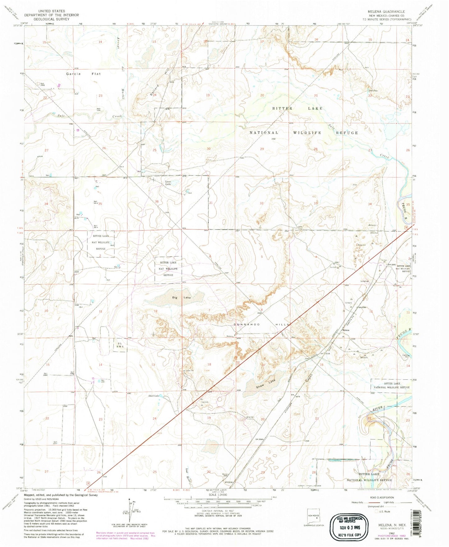 Classic USGS Melena New Mexico 7.5'x7.5' Topo Map Image