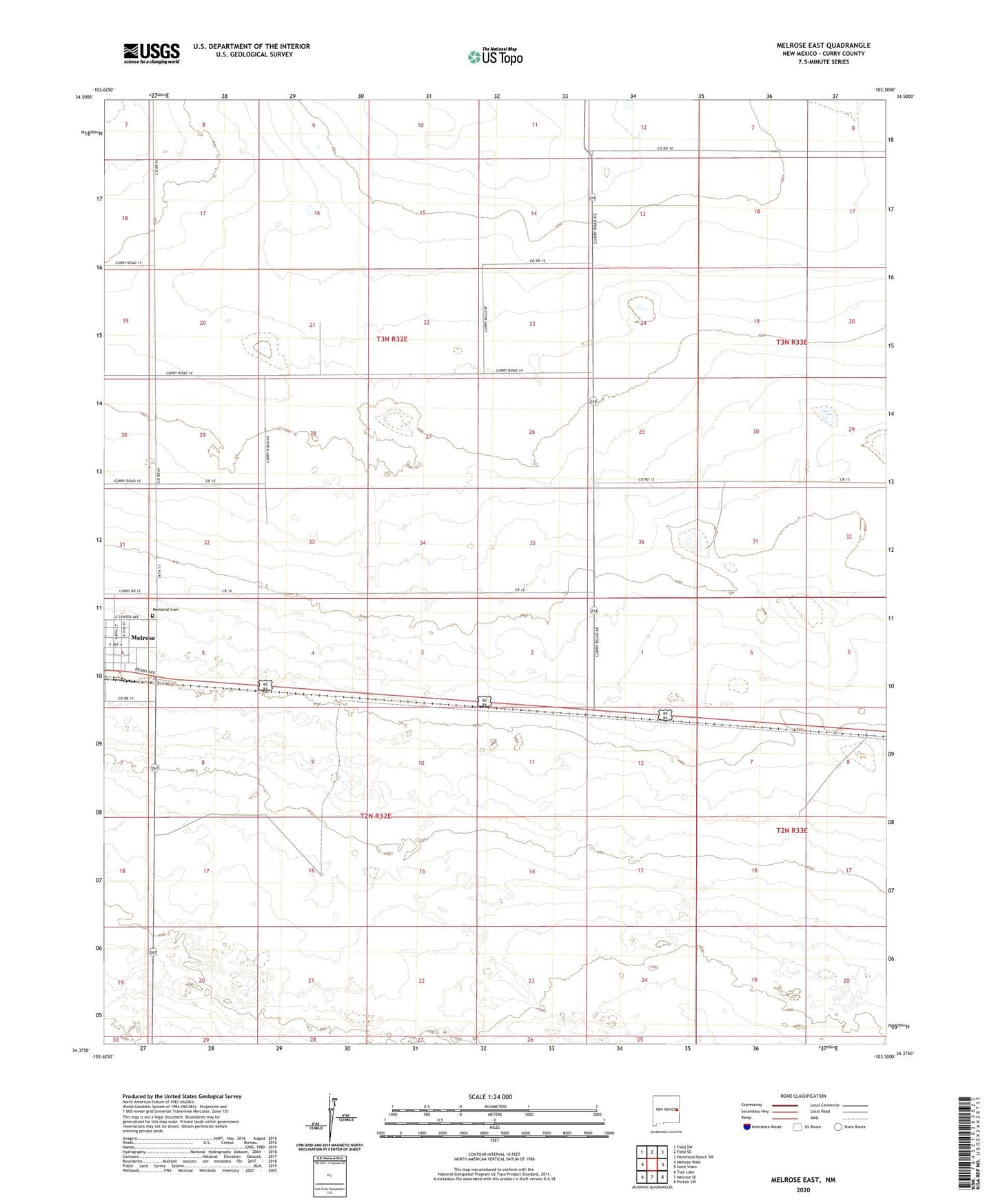 Melrose East New Mexico US Topo Map Image