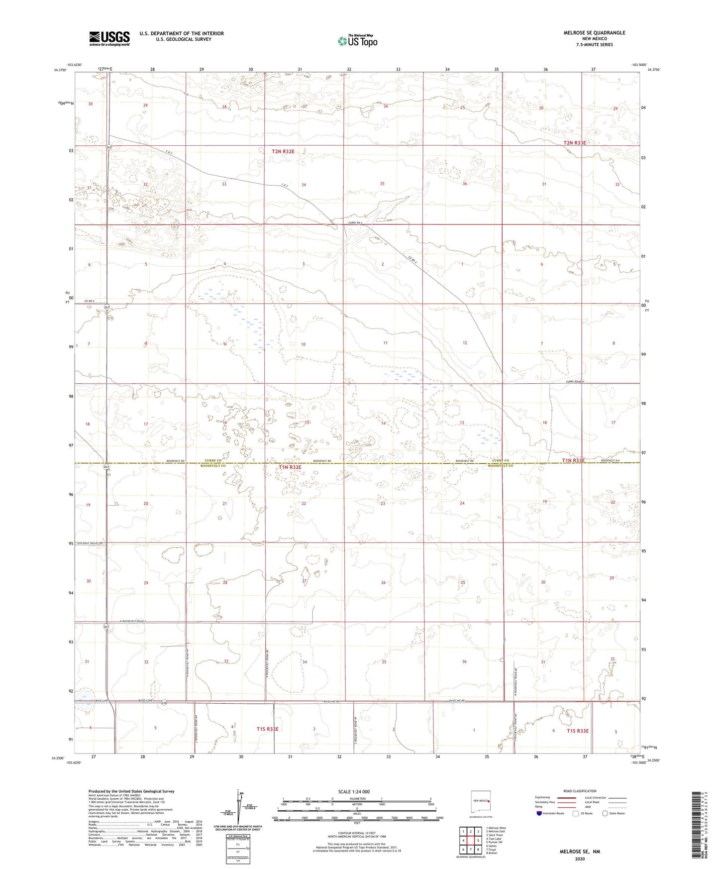 Melrose SE New Mexico US Topo Map Image