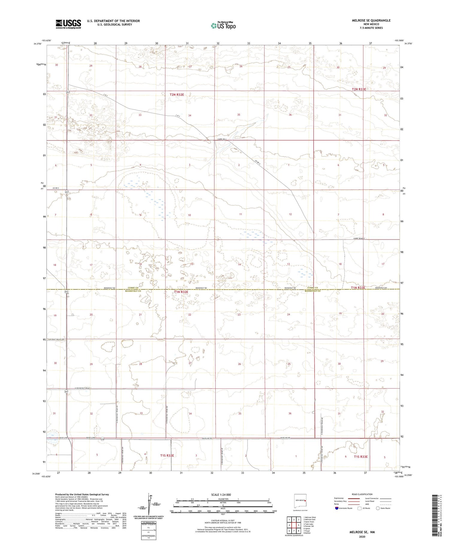 Melrose SE New Mexico US Topo Map Image