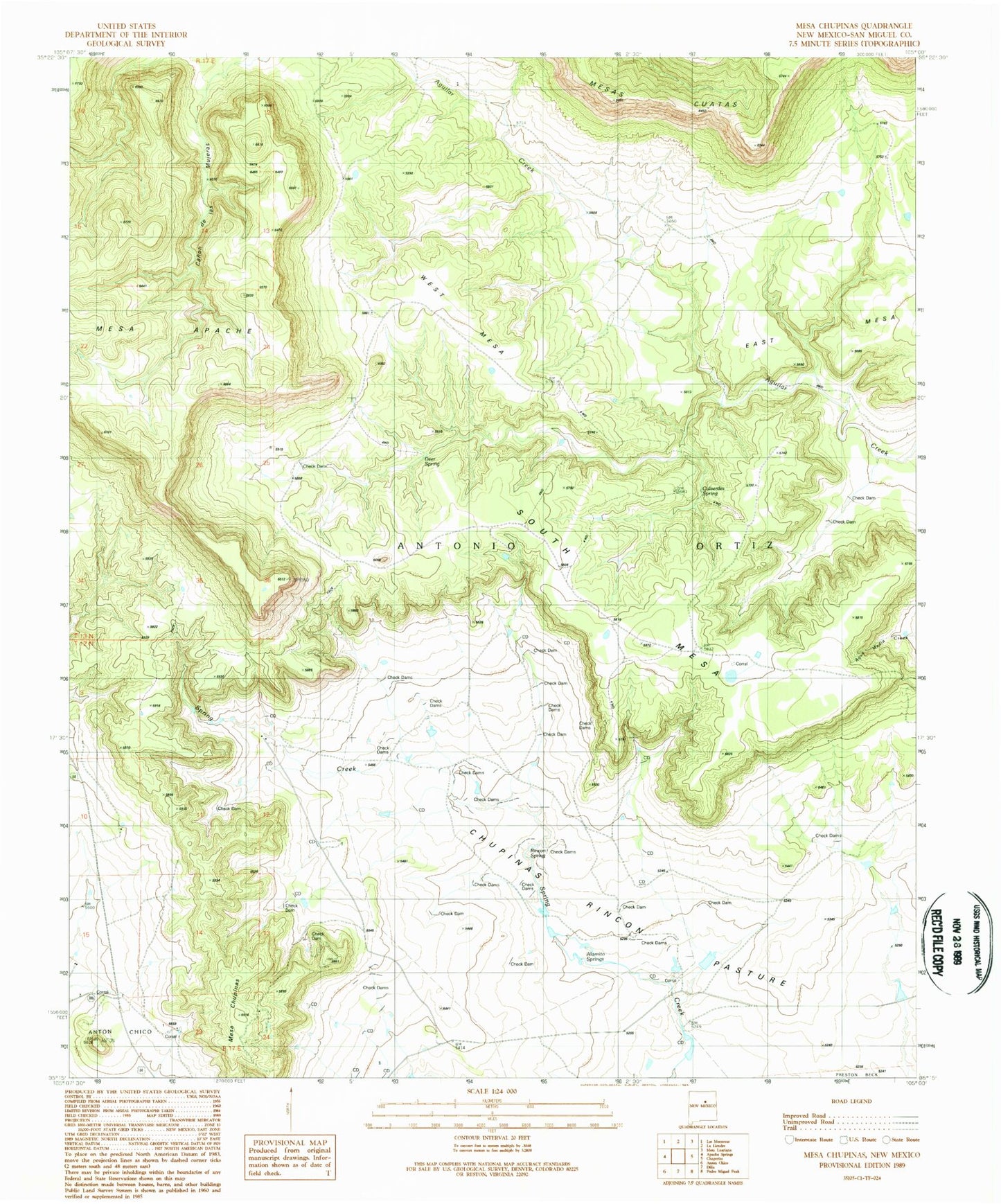 Classic USGS Mesa Cencerro New Mexico 7.5'x7.5' Topo Map Image