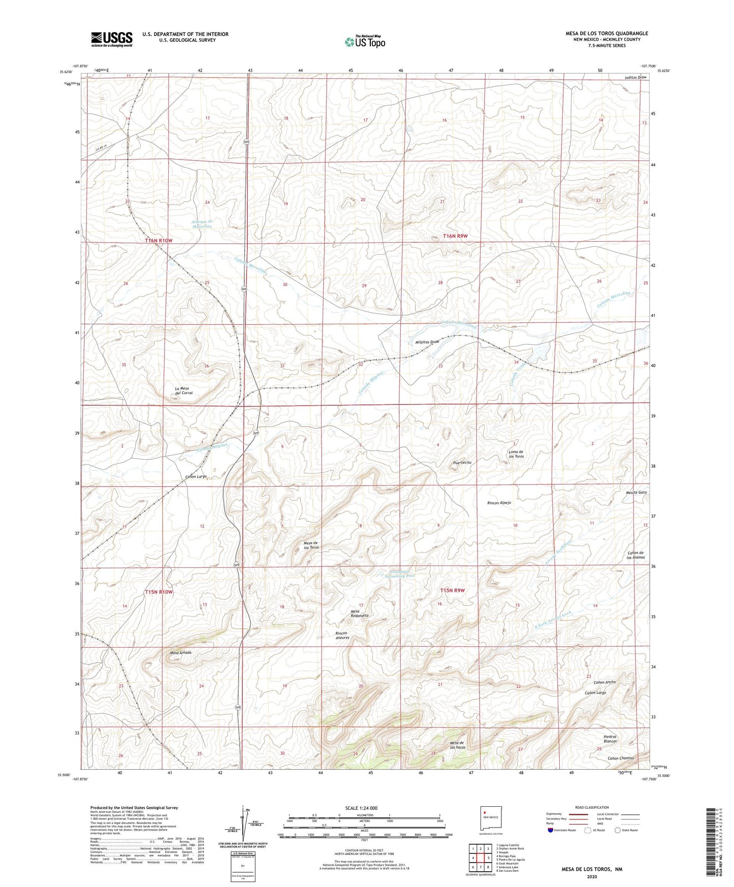 Mesa De Los Toros New Mexico US Topo Map Image