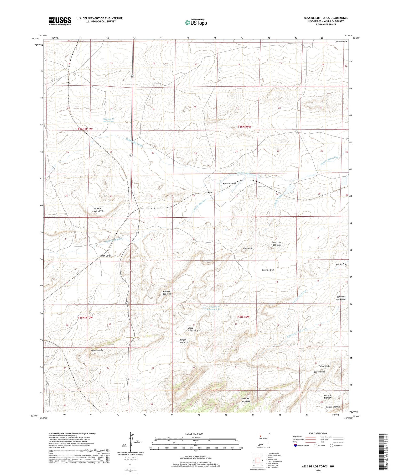 Mesa De Los Toros New Mexico US Topo Map Image