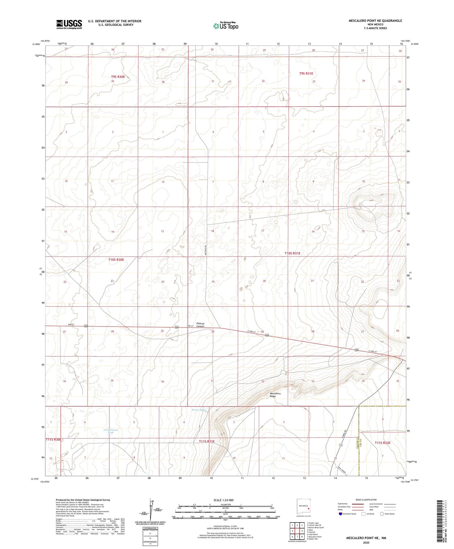 Mescalero Point NE New Mexico US Topo Map Image