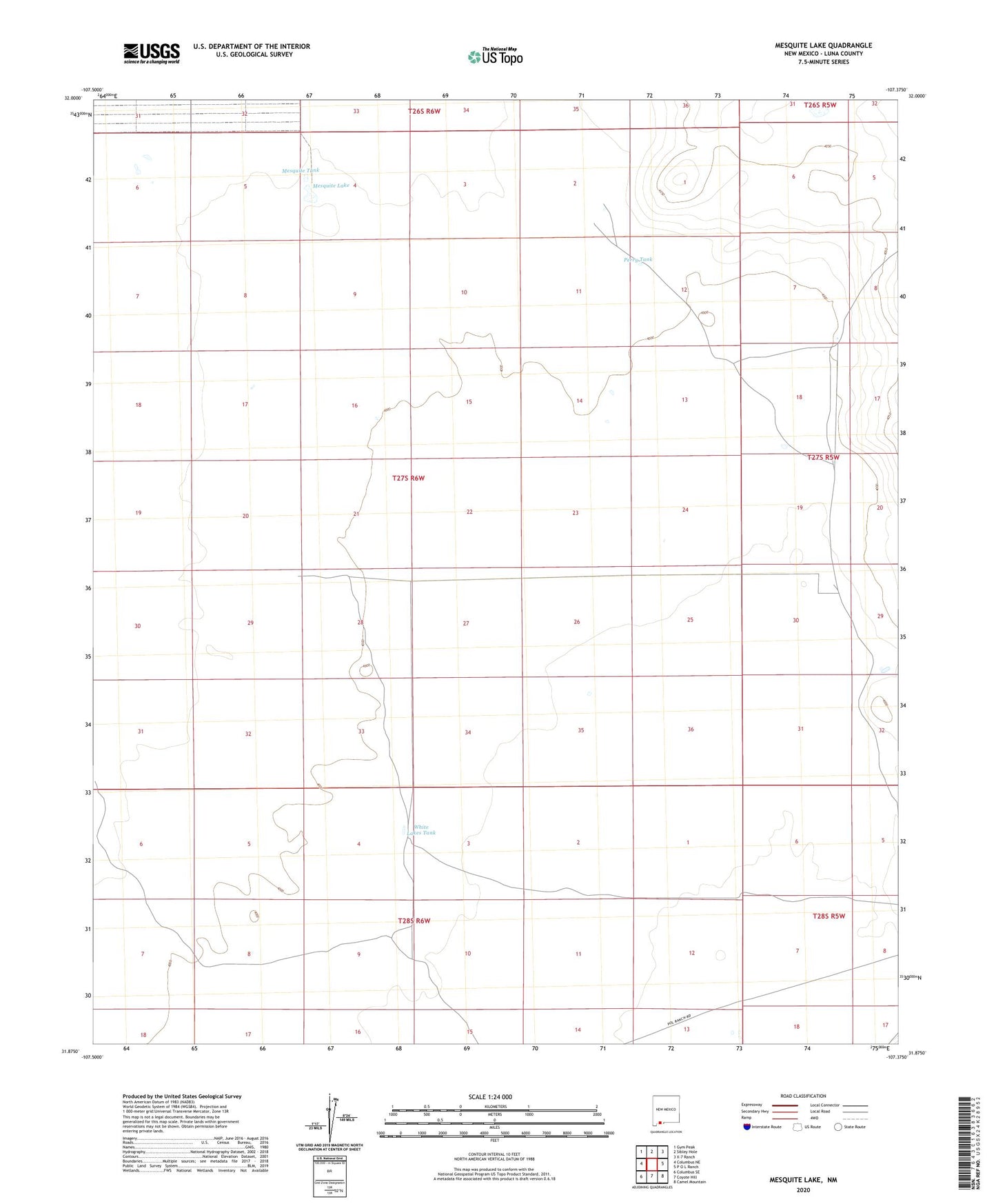 Mesquite Lake New Mexico US Topo Map Image