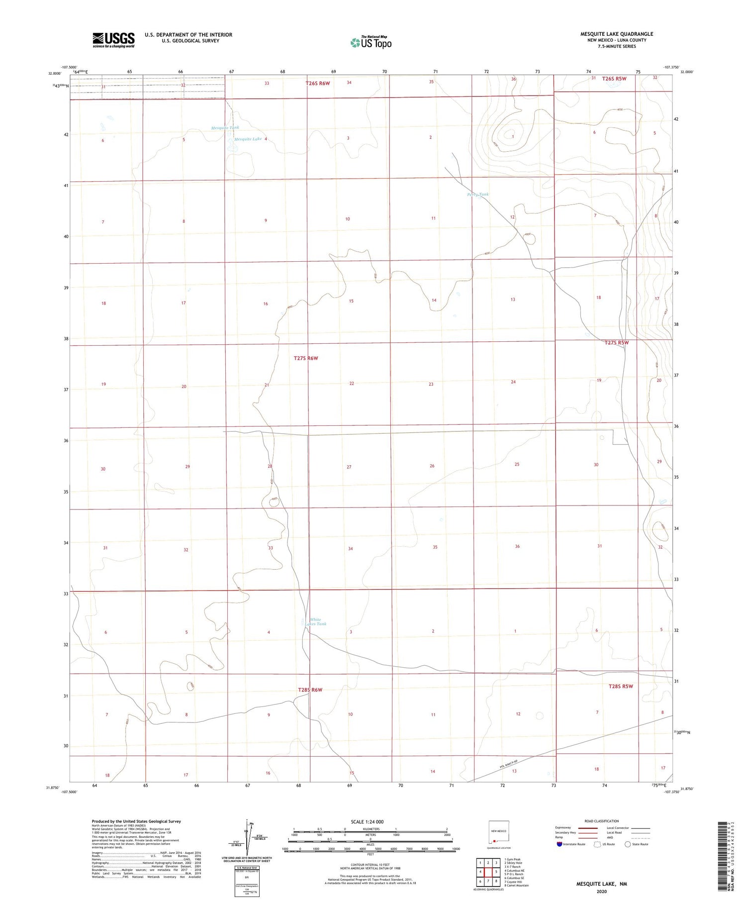 Mesquite Lake New Mexico US Topo Map Image