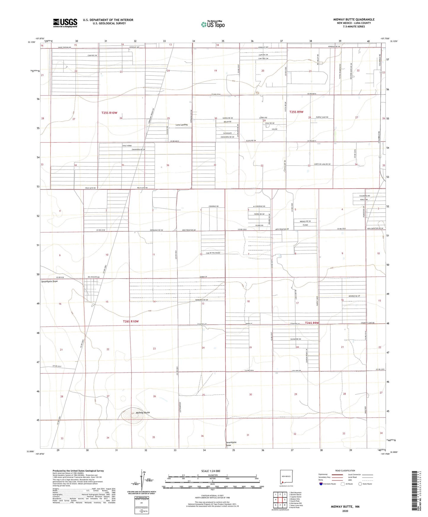 Midway Butte New Mexico US Topo Map Image