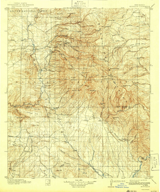 Historic 1912 Mogollon New Mexico 30'x30' Topo Map Image