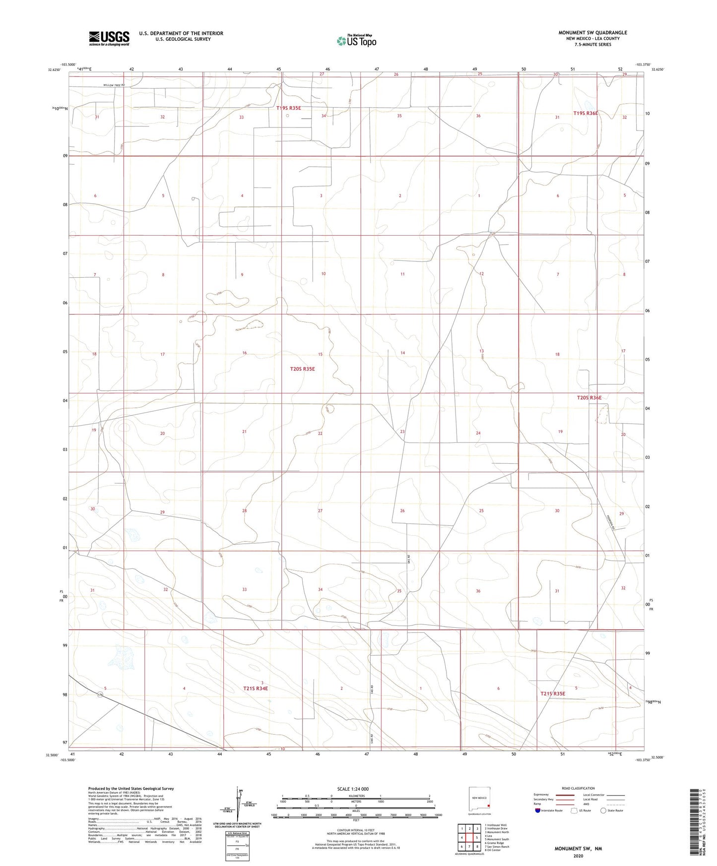 Monument SW New Mexico US Topo Map Image