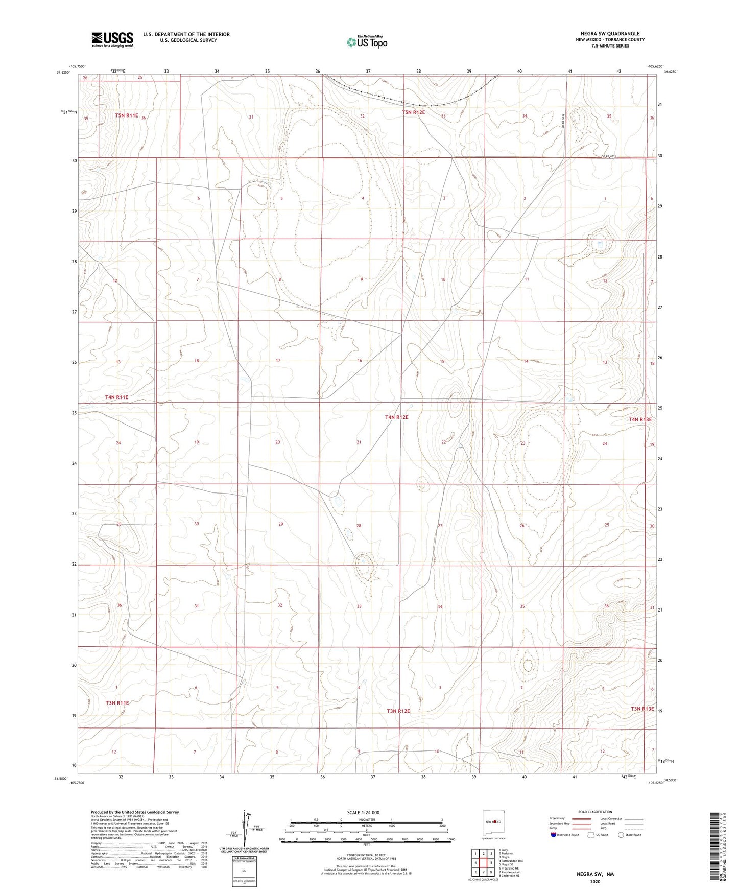 Negra SW New Mexico US Topo Map Image