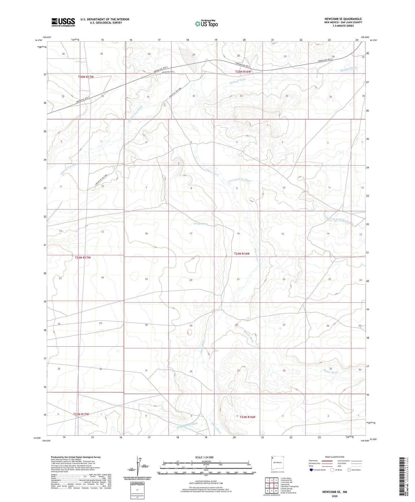 Newcomb SE New Mexico US Topo Map Image