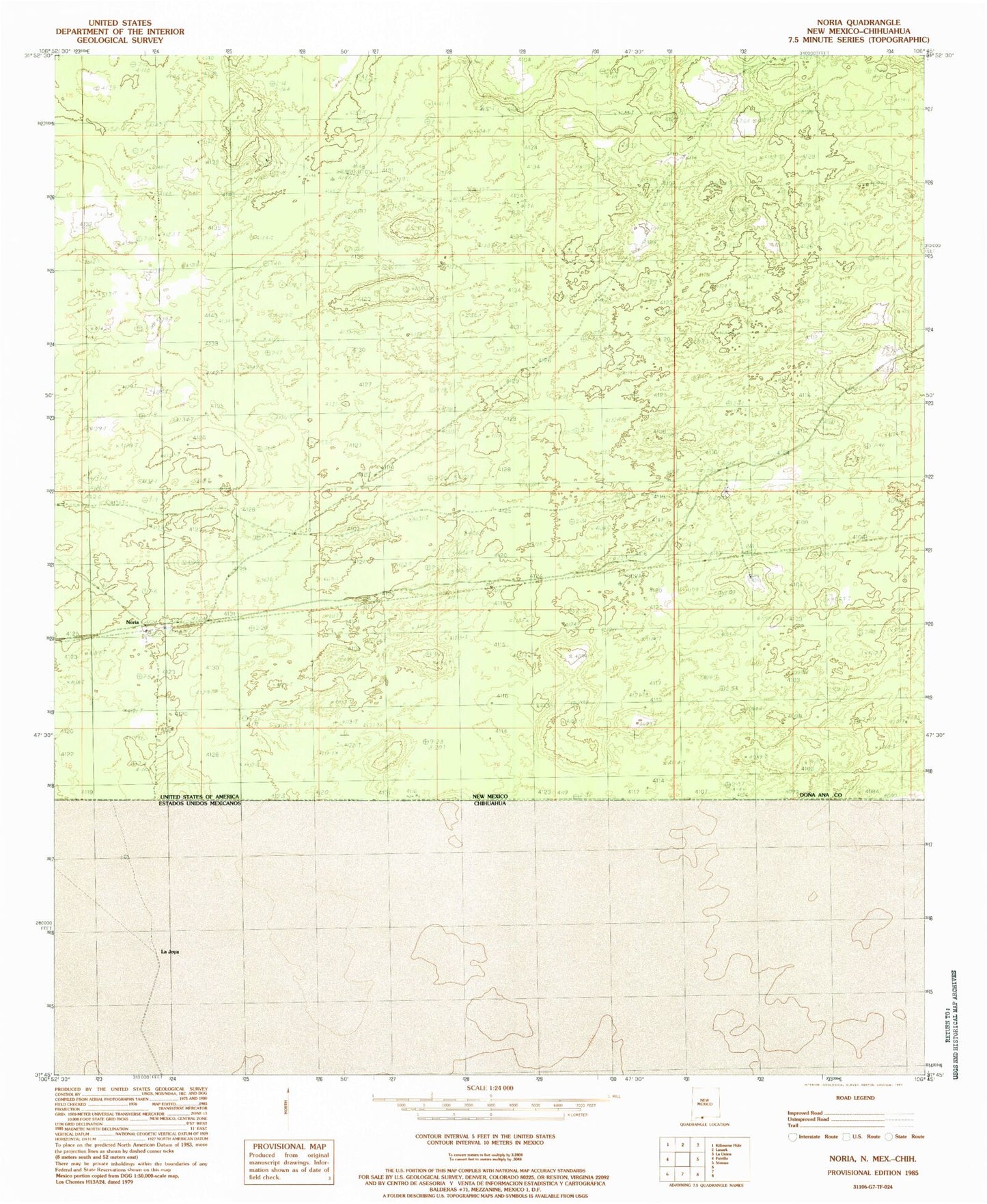 Classic USGS Noria New Mexico 7.5'x7.5' Topo Map Image